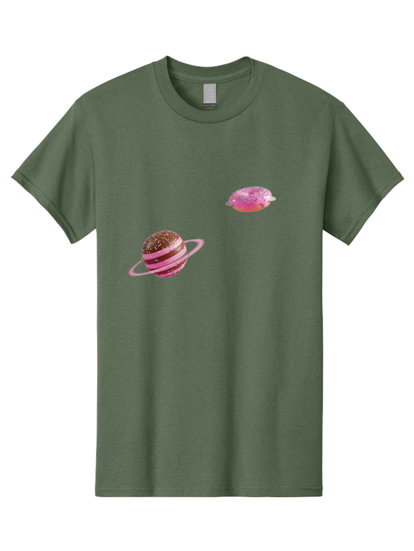 Donut-Planets Men'S Graphic Tee, 100% Cotton, Comfortable Casual Summer Wear, Machine Washable, Donut With Sprinkles, Planet With Ring, Pink Frosting, Chocolate Donut, Sprinkle Donut, Donut Planet, Fantasy Dessert, Sweet Treat, Bab870