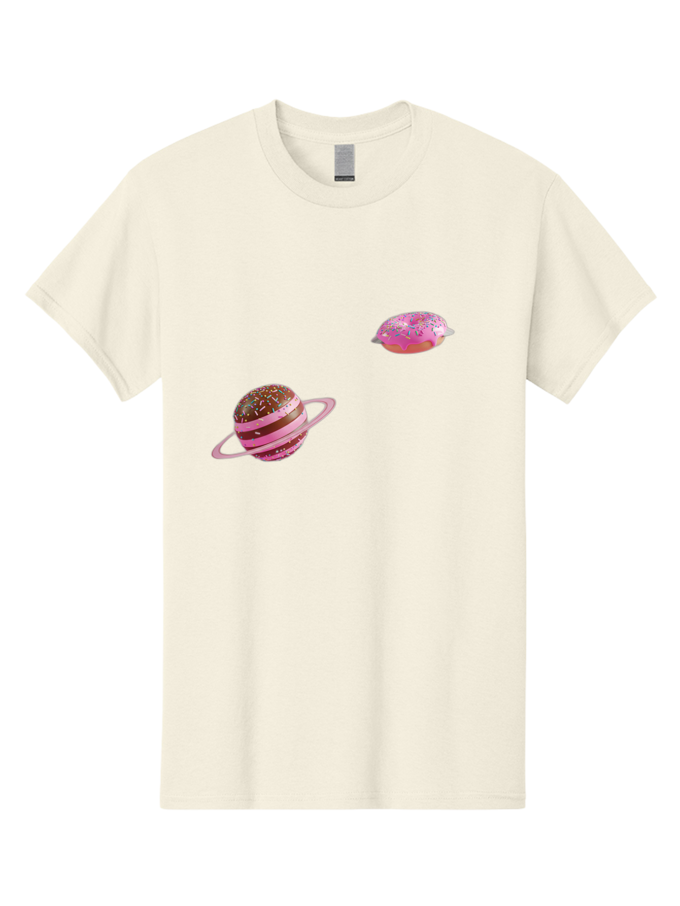 Donut-Planets Men'S Graphic Tee, 100% Cotton, Comfortable Casual Summer Wear, Machine Washable, Donut With Sprinkles, Planet With Ring, Pink Frosting, Chocolate Donut, Sprinkle Donut, Donut Planet, Fantasy Dessert, Sweet Treat, Bab870