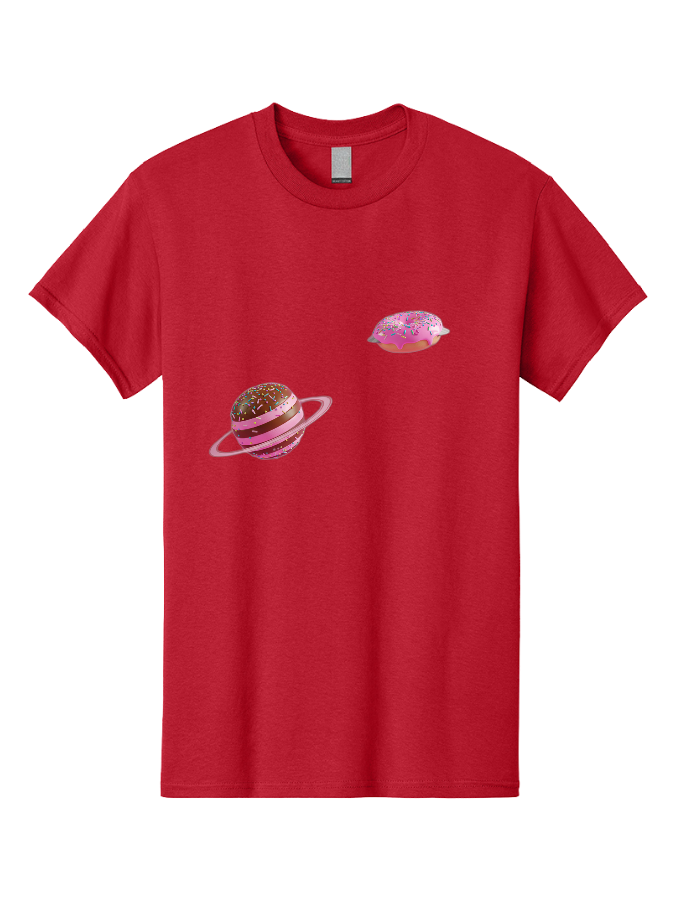 Donut-Planets Men'S Graphic Tee, 100% Cotton, Comfortable Casual Summer Wear, Machine Washable, Donut With Sprinkles, Planet With Ring, Pink Frosting, Chocolate Donut, Sprinkle Donut, Donut Planet, Fantasy Dessert, Sweet Treat, Bab870