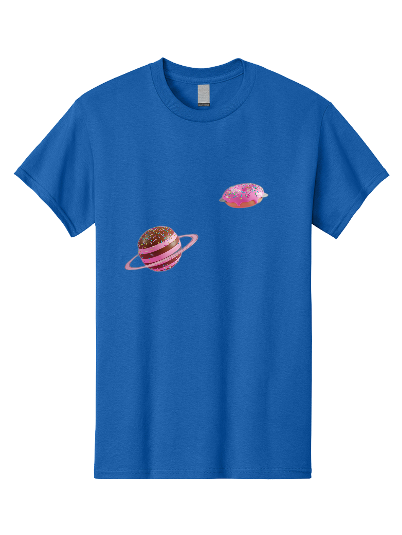 Donut-Planets Men'S Graphic Tee, 100% Cotton, Comfortable Casual Summer Wear, Machine Washable, Donut With Sprinkles, Planet With Ring, Pink Frosting, Chocolate Donut, Sprinkle Donut, Donut Planet, Fantasy Dessert, Sweet Treat, Bab870
