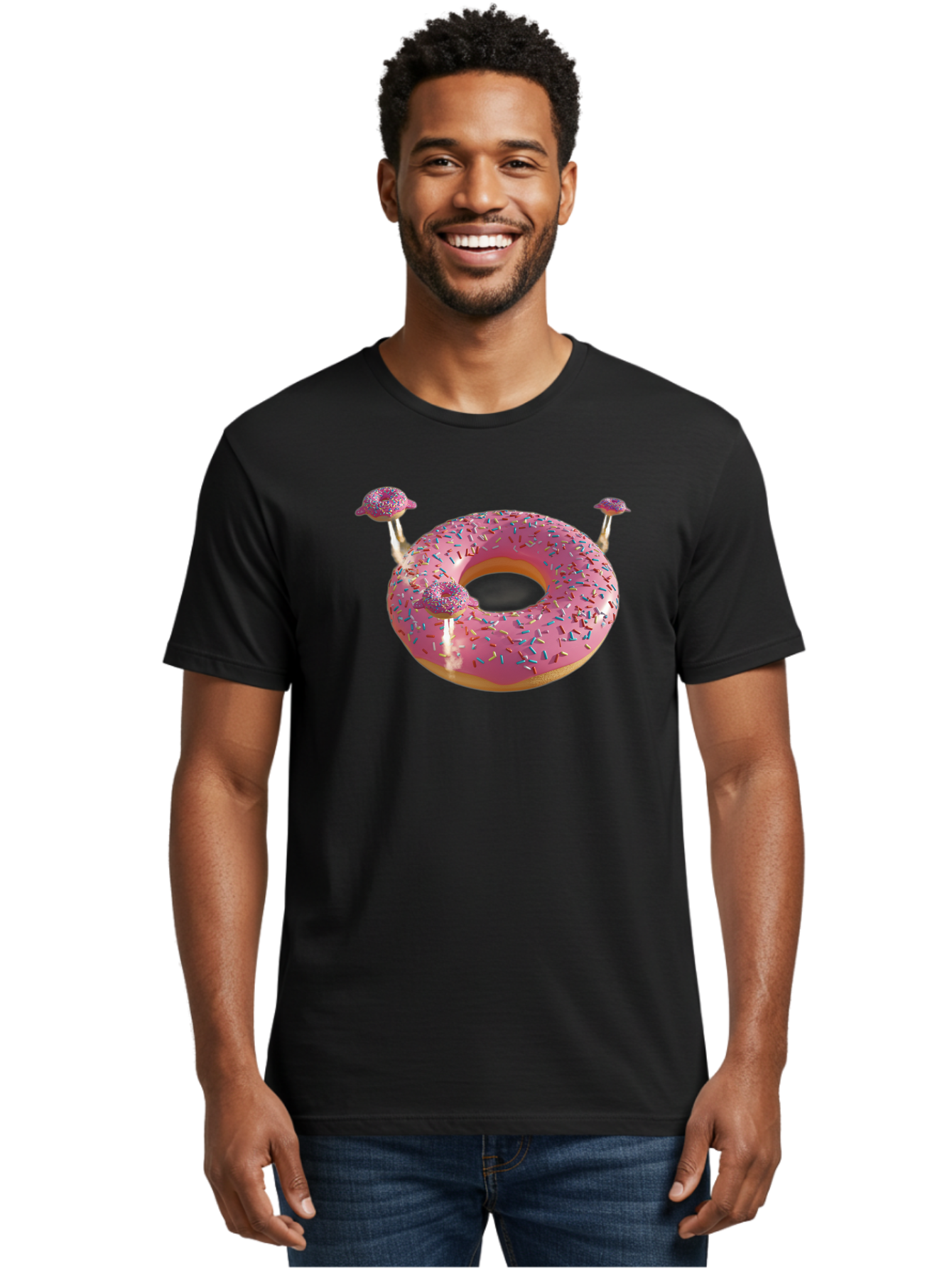 Donut-Pool-Float Men'S Graphic Tee, 100% Cotton, Comfortable Casual Summer Wear, Machine Washable, Pink Donut With Sprinkles, Donut Pool Float, Summer Vibes, Pastel Colors, Fun In The Sun, Colorful Sprinkles, Playful Design, Bab871
