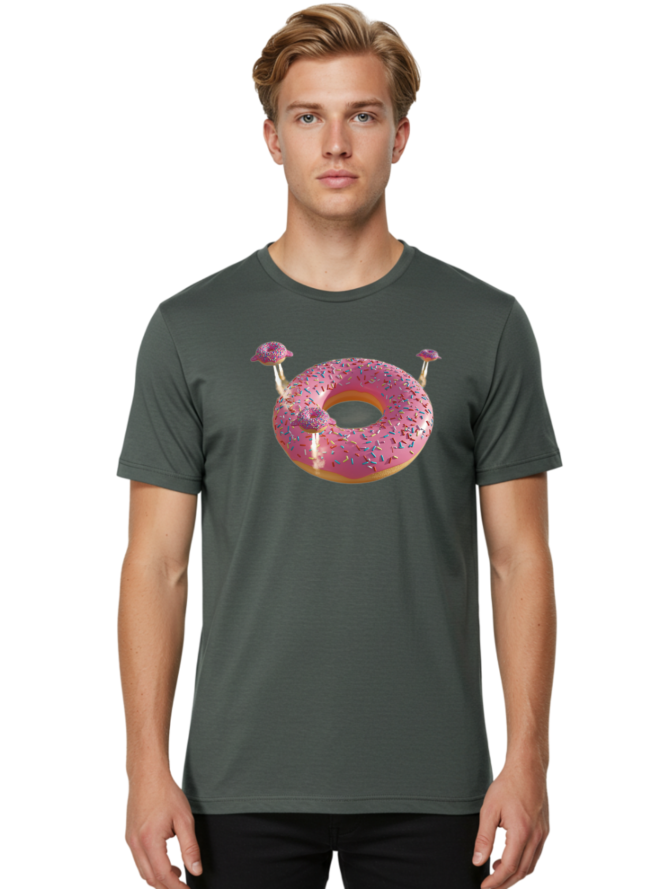 Donut-Pool-Float Men'S Graphic Tee, 100% Cotton, Comfortable Casual Summer Wear, Machine Washable, Pink Donut With Sprinkles, Donut Pool Float, Summer Vibes, Pastel Colors, Fun In The Sun, Colorful Sprinkles, Playful Design, Bab871