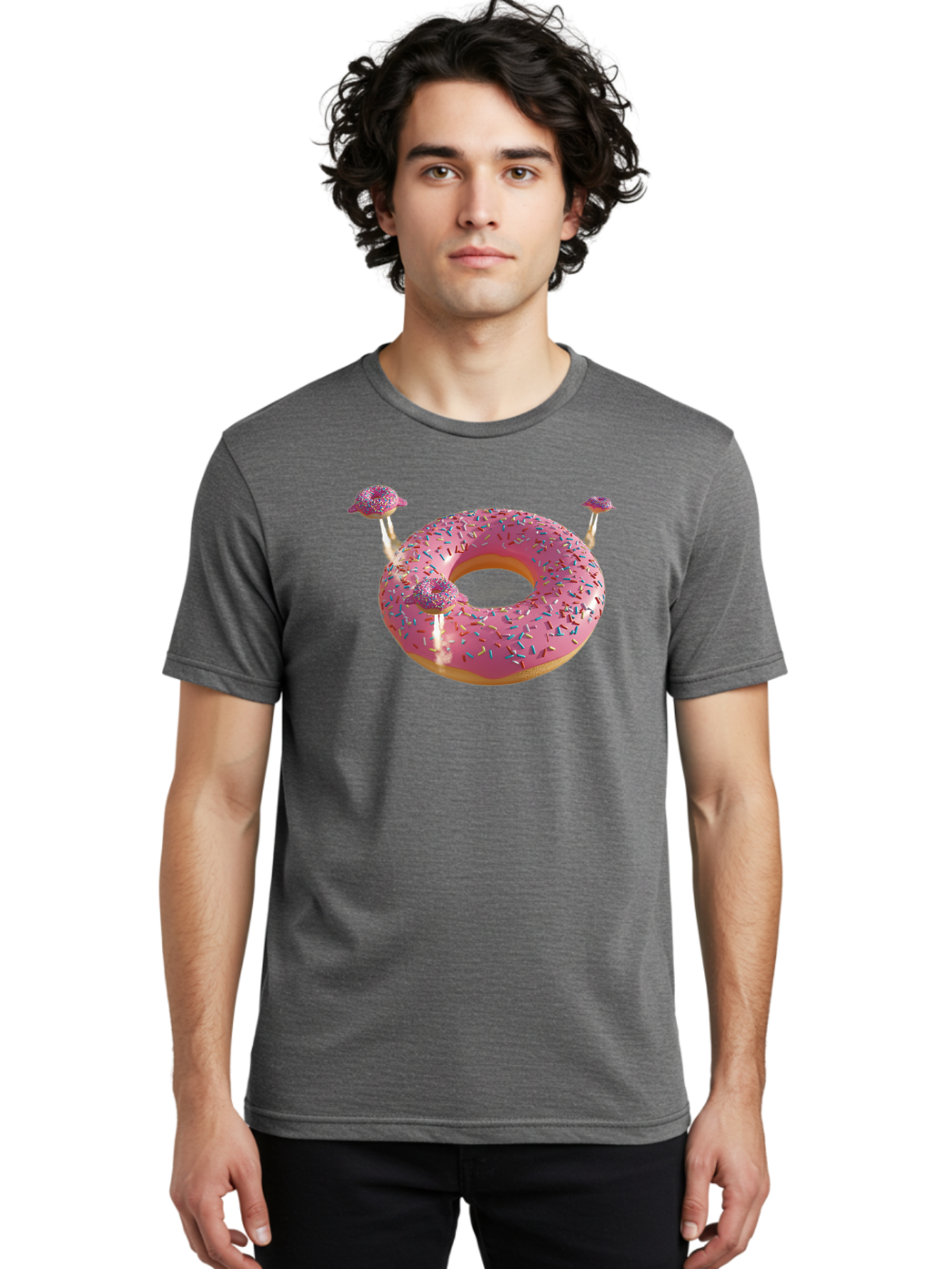 Donut-Pool-Float Men'S Graphic Tee, 100% Cotton, Comfortable Casual Summer Wear, Machine Washable, Pink Donut With Sprinkles, Donut Pool Float, Summer Vibes, Pastel Colors, Fun In The Sun, Colorful Sprinkles, Playful Design, Bab871