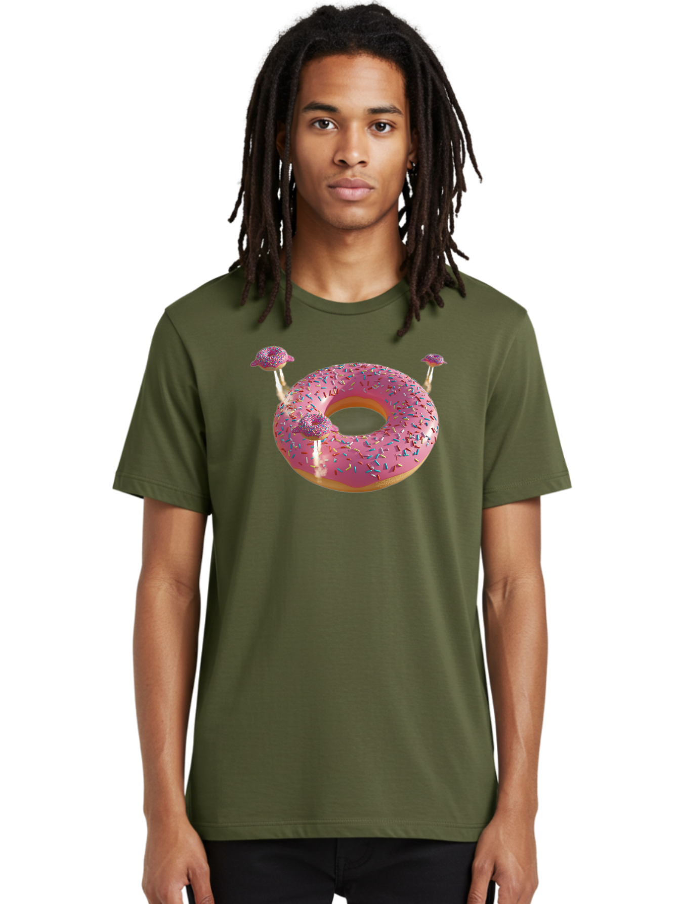 Donut-Pool-Float Men'S Graphic Tee, 100% Cotton, Comfortable Casual Summer Wear, Machine Washable, Pink Donut With Sprinkles, Donut Pool Float, Summer Vibes, Pastel Colors, Fun In The Sun, Colorful Sprinkles, Playful Design, Bab871