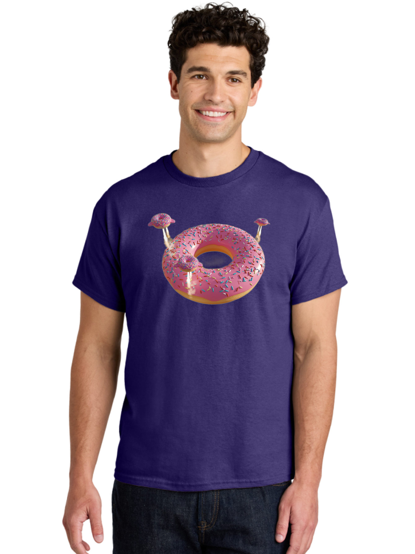 Donut-Pool-Float Men'S Graphic Tee, 100% Cotton, Comfortable Casual Summer Wear, Machine Washable, Pink Donut With Sprinkles, Donut Pool Float, Summer Vibes, Pastel Colors, Fun In The Sun, Colorful Sprinkles, Playful Design, Bab871