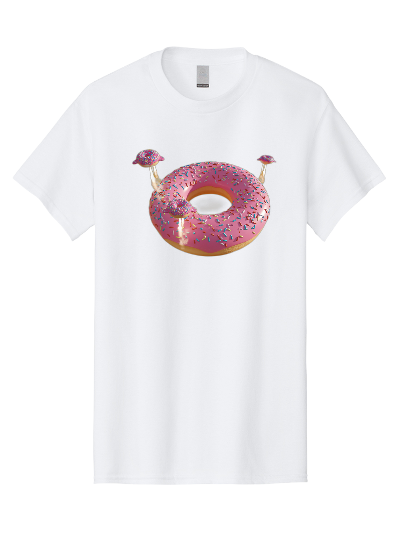Donut-Pool-Float Men'S Graphic Tee, 100% Cotton, Comfortable Casual Summer Wear, Machine Washable, Pink Donut With Sprinkles, Donut Pool Float, Summer Vibes, Pastel Colors, Fun In The Sun, Colorful Sprinkles, Playful Design, Bab871