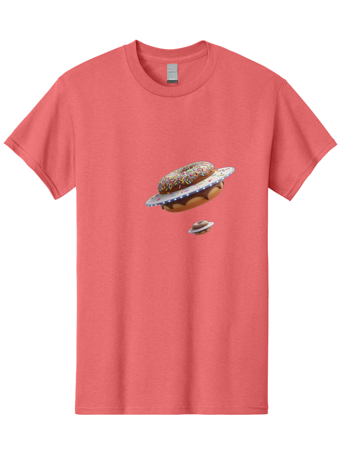 Donut-Ufo-2 Men'S Graphic Tee, 100% Cotton, Comfortable Casual Summer Wear, Machine Washable, Donut Ufo, Sprinkles, Colorful Treats, Flying Donuts, Sweet Galaxy, Whimsical Dessert, Digital Art, Creative Design, Fun Food Bab874