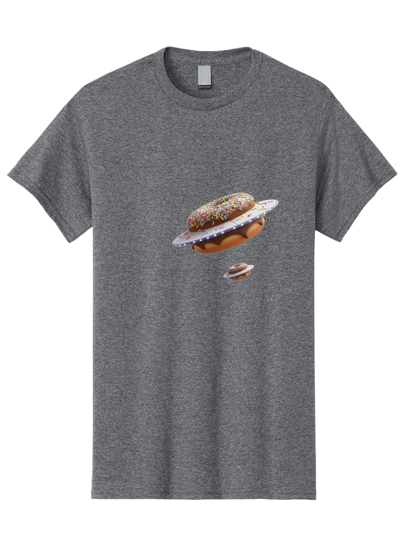 Donut-Ufo-2 Men'S Graphic Tee, 100% Cotton, Comfortable Casual Summer Wear, Machine Washable, Donut Ufo, Sprinkles, Colorful Treats, Flying Donuts, Sweet Galaxy, Whimsical Dessert, Digital Art, Creative Design, Fun Food Bab874