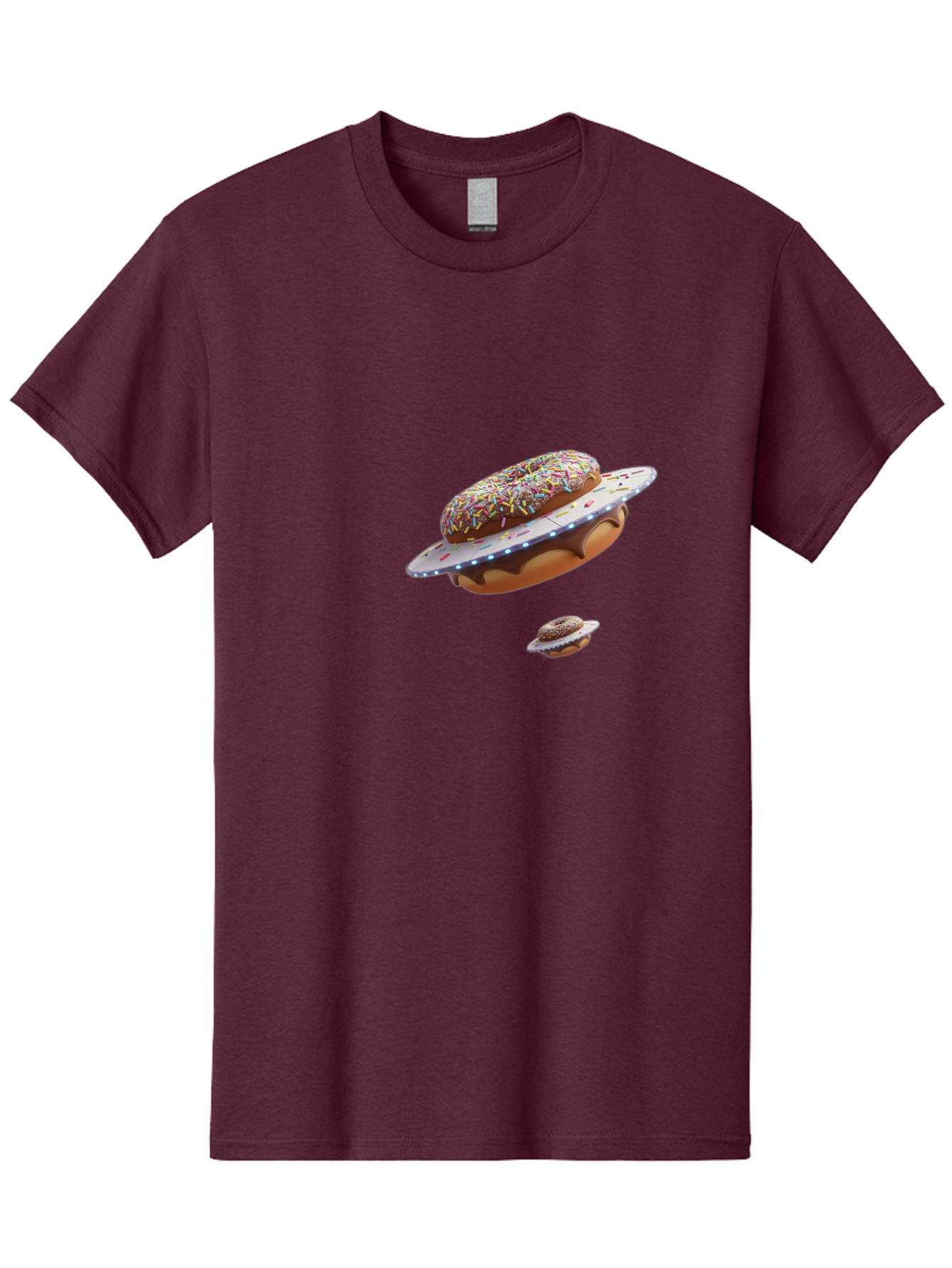 Donut-Ufo-2 Men'S Graphic Tee, 100% Cotton, Comfortable Casual Summer Wear, Machine Washable, Donut Ufo, Sprinkles, Colorful Treats, Flying Donuts, Sweet Galaxy, Whimsical Dessert, Digital Art, Creative Design, Fun Food Bab874