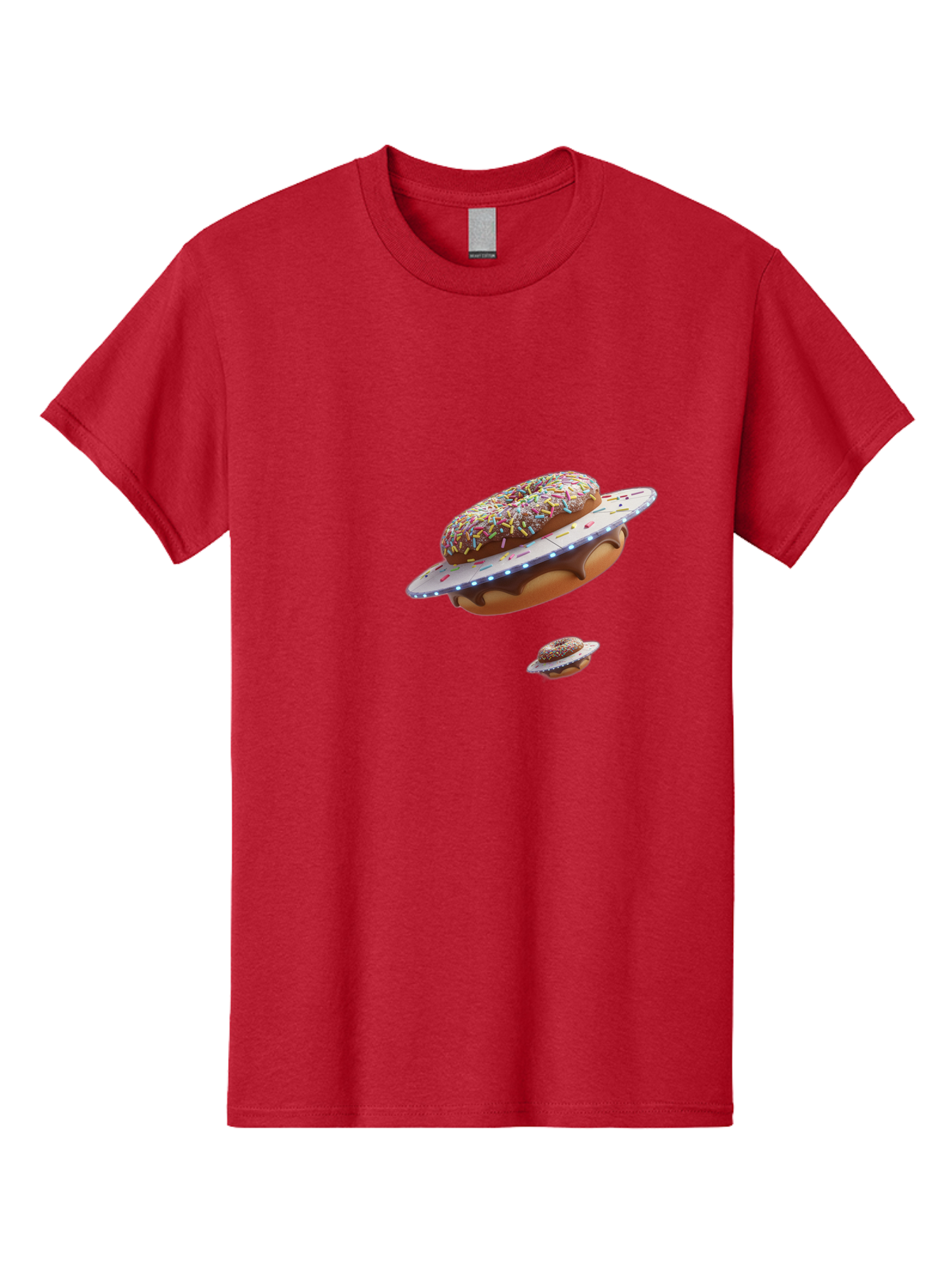 Donut-Ufo-2 Men'S Graphic Tee, 100% Cotton, Comfortable Casual Summer Wear, Machine Washable, Donut Ufo, Sprinkles, Colorful Treats, Flying Donuts, Sweet Galaxy, Whimsical Dessert, Digital Art, Creative Design, Fun Food Bab874