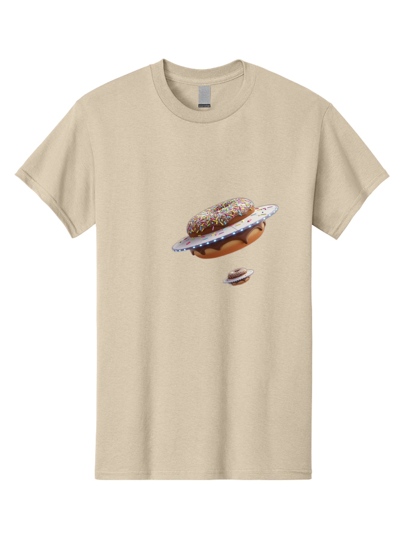 Donut-Ufo-2 Men'S Graphic Tee, 100% Cotton, Comfortable Casual Summer Wear, Machine Washable, Donut Ufo, Sprinkles, Colorful Treats, Flying Donuts, Sweet Galaxy, Whimsical Dessert, Digital Art, Creative Design, Fun Food Bab874