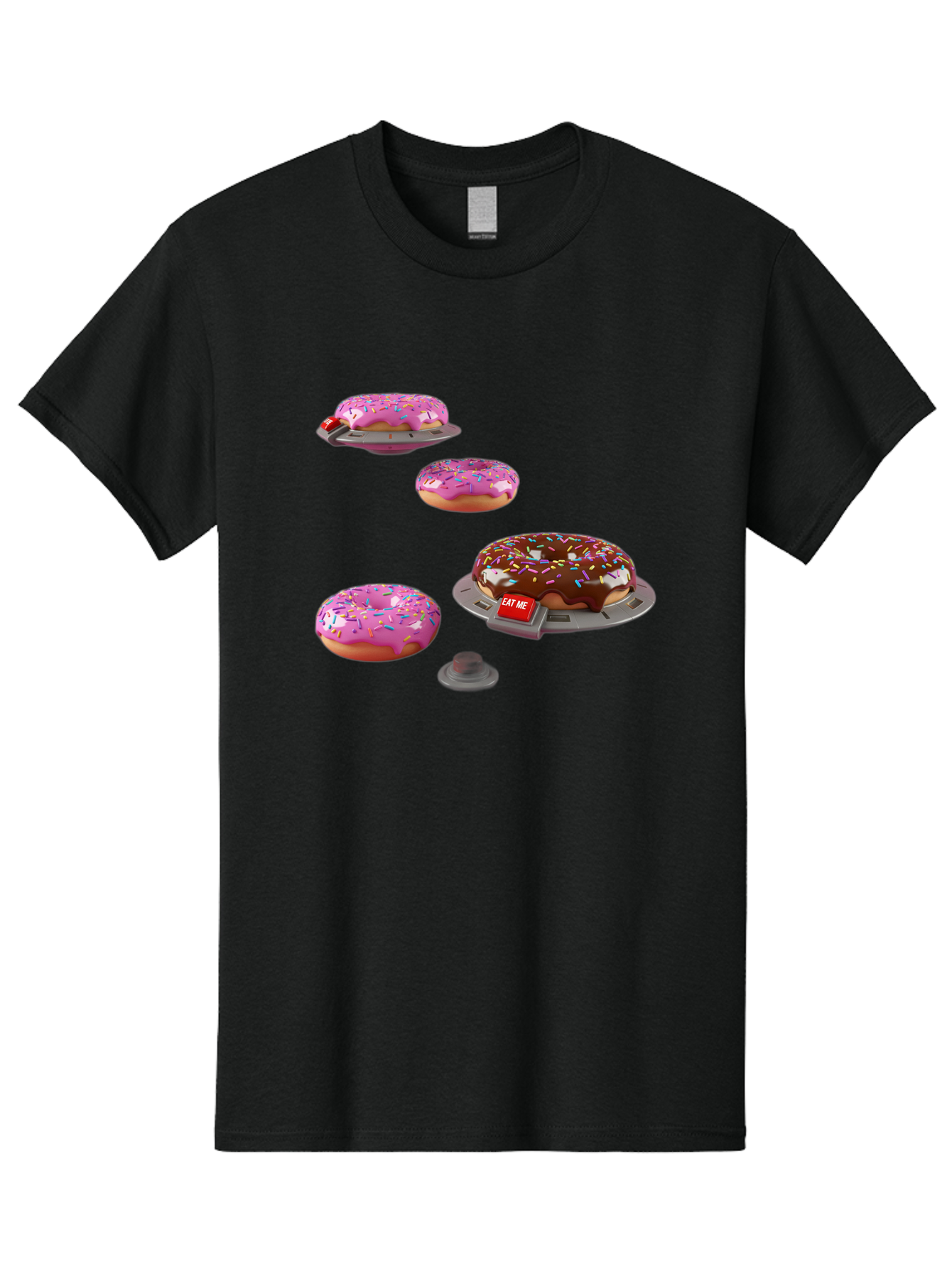 Donuts-On-Ufos Men'S Graphic Tee, 100% Cotton, Comfortable Casual Summer Wear, Machine Washable, Pink Frosted Donuts, Chocolate Frosted Donut, Sprinkles, Ufos, Eat Me Sign, Flying Donuts, Futuristic Dessert, 3D Rendering Bab879