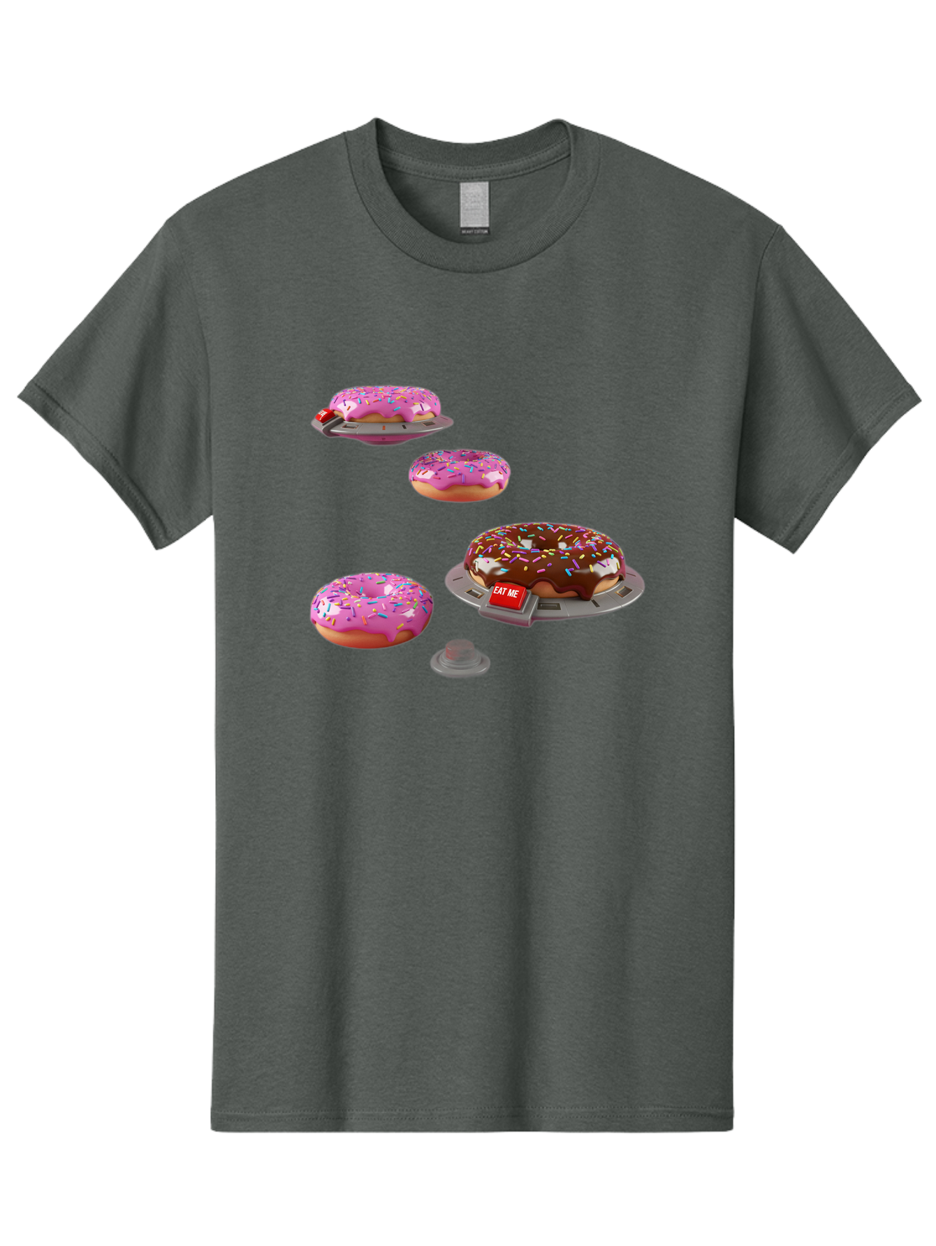 Donuts-On-Ufos Men'S Graphic Tee, 100% Cotton, Comfortable Casual Summer Wear, Machine Washable, Pink Frosted Donuts, Chocolate Frosted Donut, Sprinkles, Ufos, Eat Me Sign, Flying Donuts, Futuristic Dessert, 3D Rendering Bab879