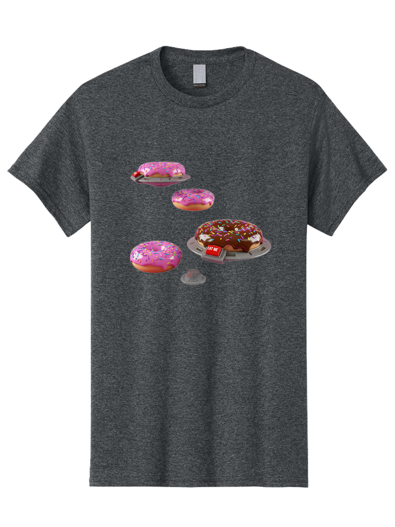 Donuts-On-Ufos Men'S Graphic Tee, 100% Cotton, Comfortable Casual Summer Wear, Machine Washable, Pink Frosted Donuts, Chocolate Frosted Donut, Sprinkles, Ufos, Eat Me Sign, Flying Donuts, Futuristic Dessert, 3D Rendering Bab879
