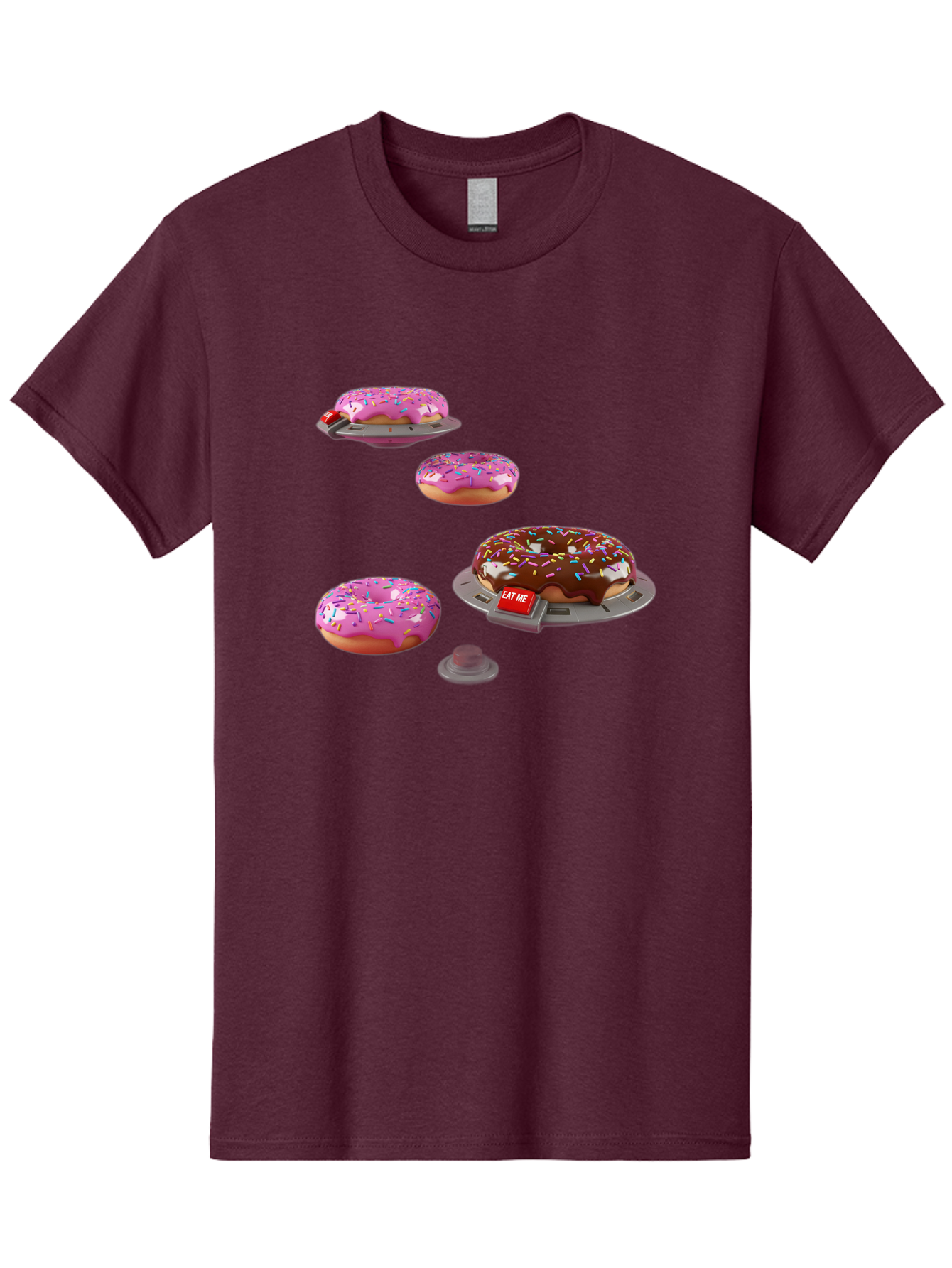 Donuts-On-Ufos Men'S Graphic Tee, 100% Cotton, Comfortable Casual Summer Wear, Machine Washable, Pink Frosted Donuts, Chocolate Frosted Donut, Sprinkles, Ufos, Eat Me Sign, Flying Donuts, Futuristic Dessert, 3D Rendering Bab879