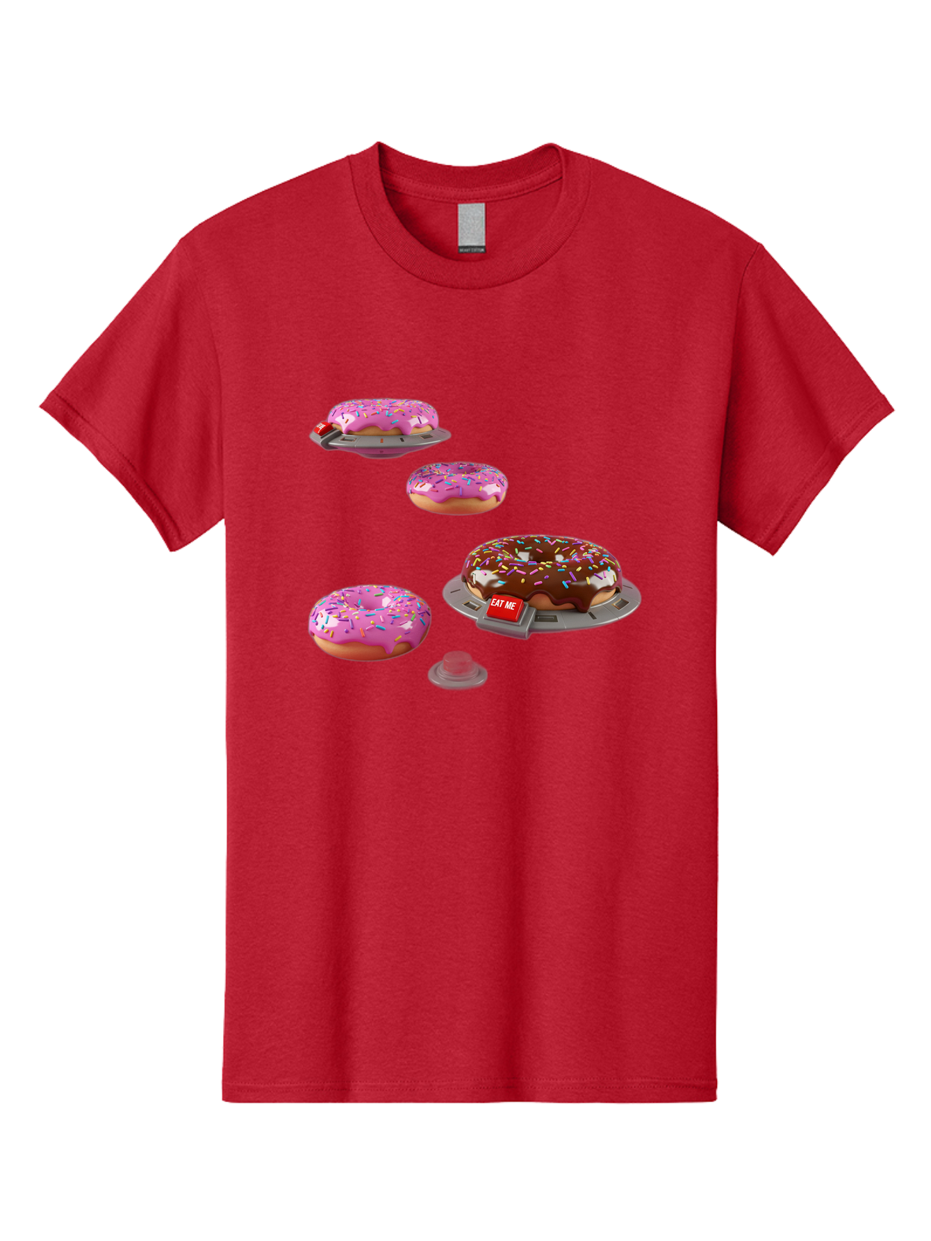 Donuts-On-Ufos Men'S Graphic Tee, 100% Cotton, Comfortable Casual Summer Wear, Machine Washable, Pink Frosted Donuts, Chocolate Frosted Donut, Sprinkles, Ufos, Eat Me Sign, Flying Donuts, Futuristic Dessert, 3D Rendering Bab879
