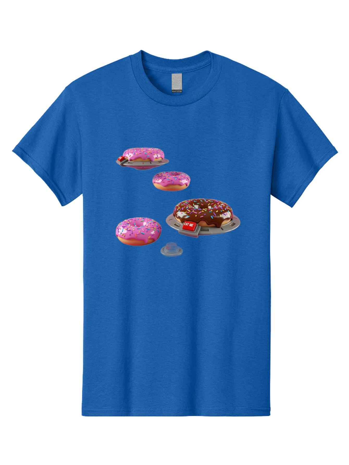 Donuts-On-Ufos Men'S Graphic Tee, 100% Cotton, Comfortable Casual Summer Wear, Machine Washable, Pink Frosted Donuts, Chocolate Frosted Donut, Sprinkles, Ufos, Eat Me Sign, Flying Donuts, Futuristic Dessert, 3D Rendering Bab879