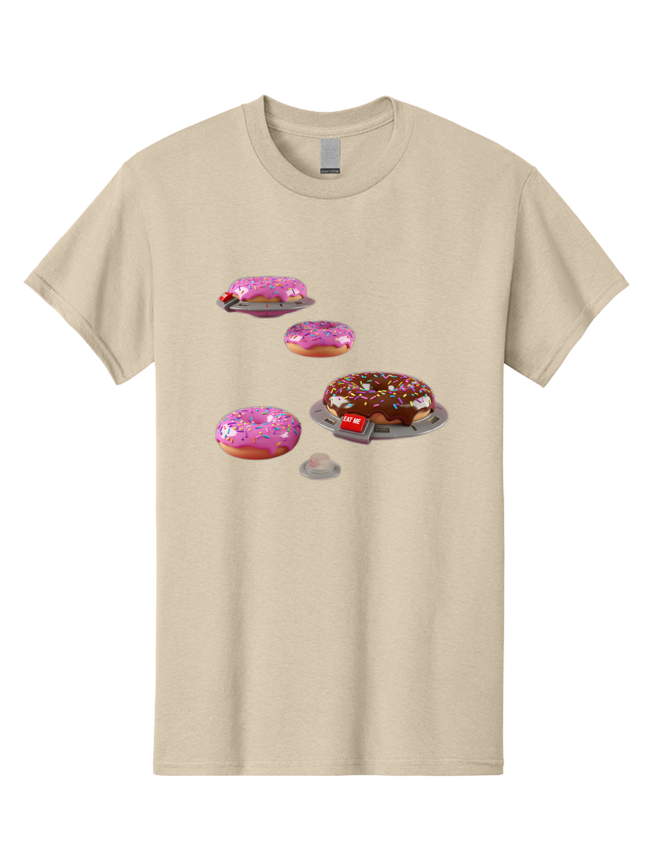 Donuts-On-Ufos Men'S Graphic Tee, 100% Cotton, Comfortable Casual Summer Wear, Machine Washable, Pink Frosted Donuts, Chocolate Frosted Donut, Sprinkles, Ufos, Eat Me Sign, Flying Donuts, Futuristic Dessert, 3D Rendering Bab879