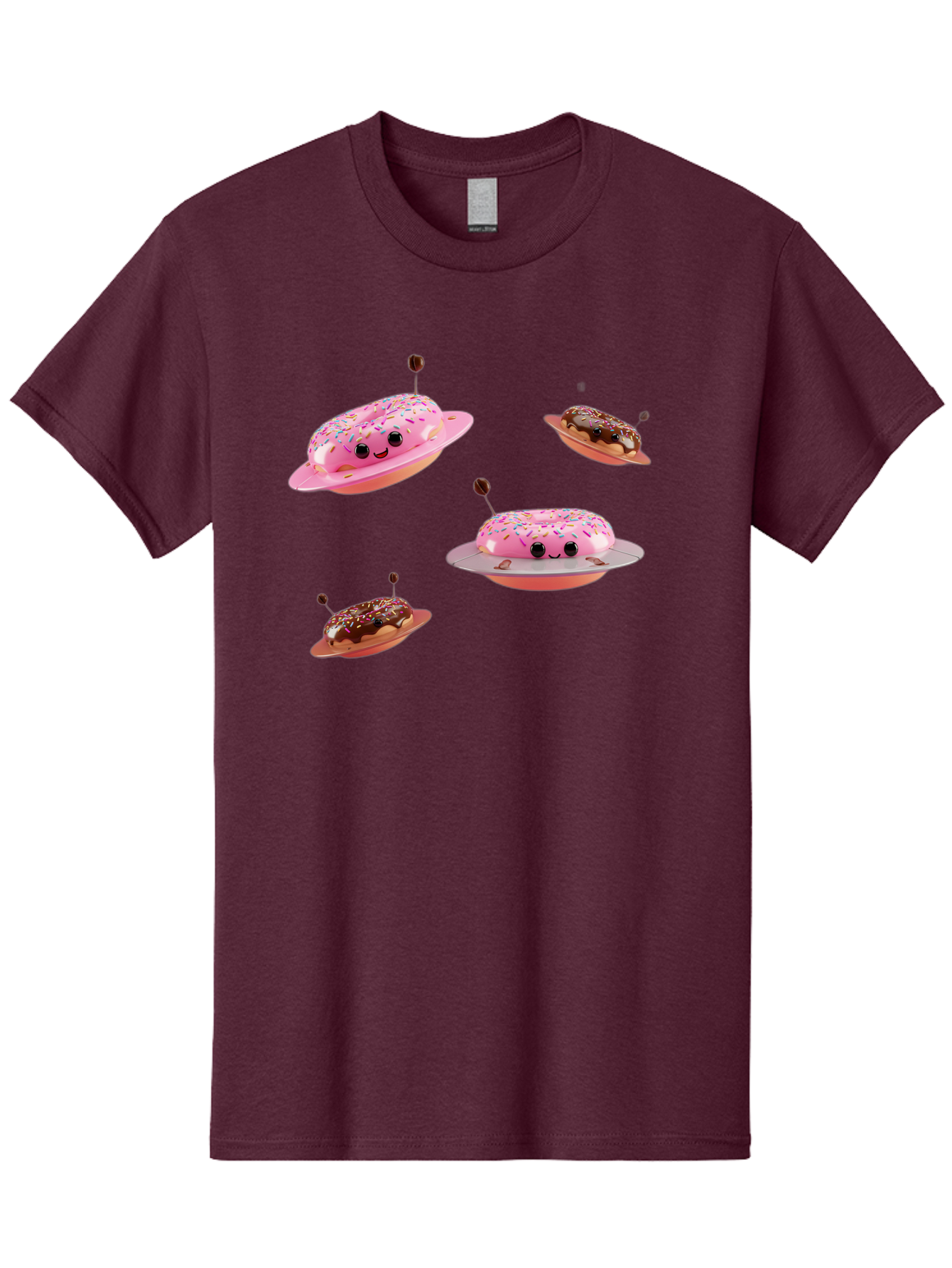 Donuts-Ufo Men'S Graphic Tee, 100% Cotton, Comfortable Casual Summer Wear, Machine Washable, Donut Ufos, Pink Donut, Chocolate Donut, Sprinkles, Funny Ufo, Cartoon Ufo, Whimsical Illustration, Foodie Humor, Alien Donuts, Playful Graphics Bab880