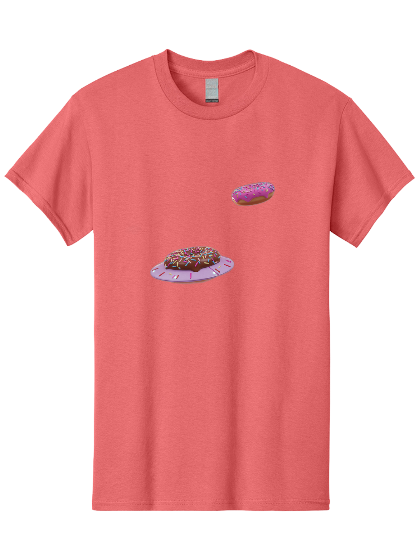Donuts-With-Sprinkles Men'S Graphic Tee, 100% Cotton, Comfortable Casual Summer Wear, Machine Washable, Donuts In Mid-Air, Chocolate Donut With Sprinkles, Pink Frosting And Sprinkles, Sweet Treats, Dessert Delights, Tasty Pastries, Bab881