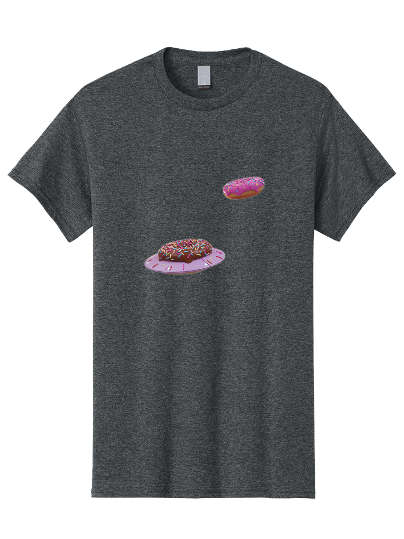 Donuts-With-Sprinkles Men'S Graphic Tee, 100% Cotton, Comfortable Casual Summer Wear, Machine Washable, Donuts In Mid-Air, Chocolate Donut With Sprinkles, Pink Frosting And Sprinkles, Sweet Treats, Dessert Delights, Tasty Pastries, Bab881