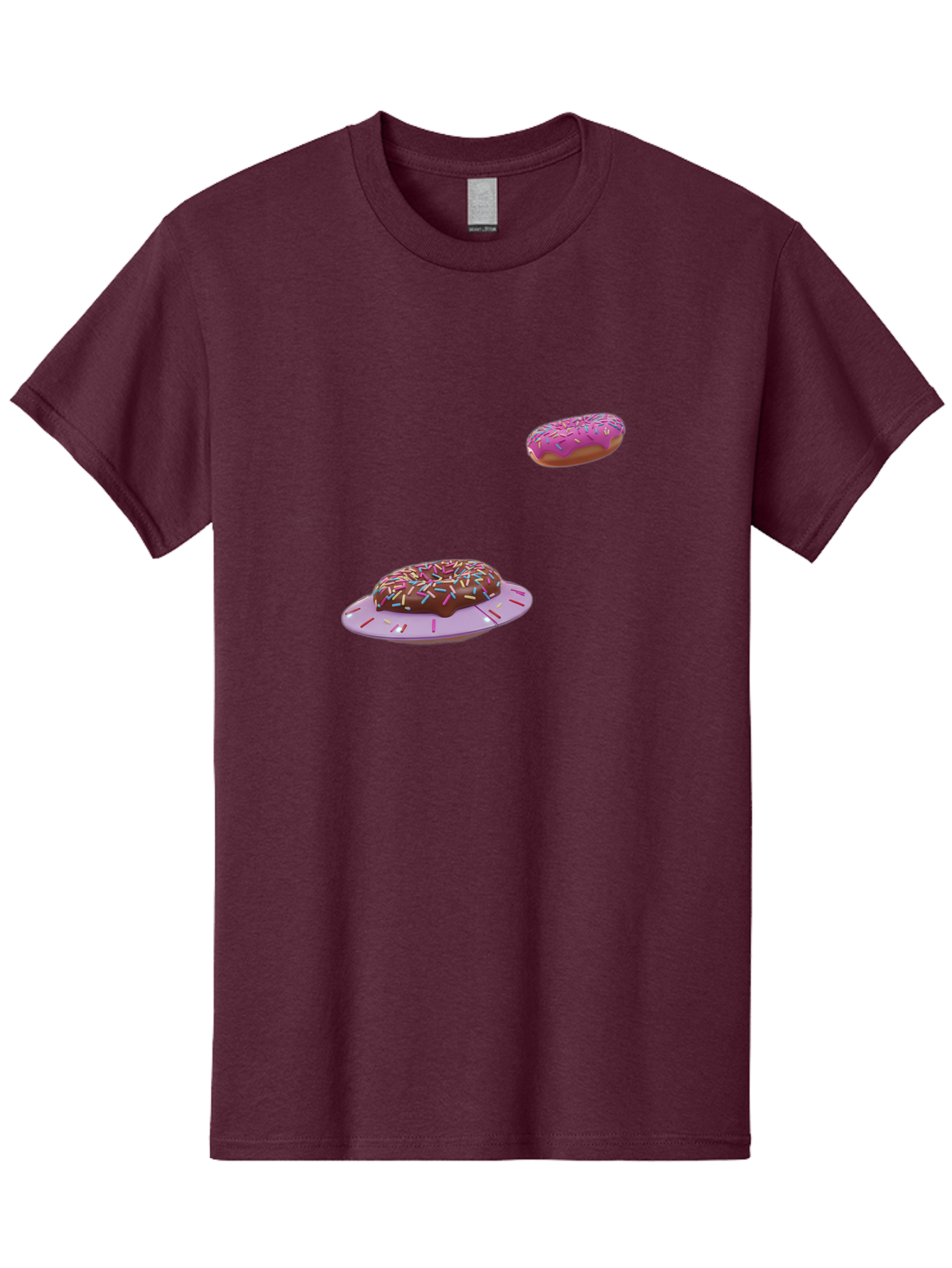 Donuts-With-Sprinkles Men'S Graphic Tee, 100% Cotton, Comfortable Casual Summer Wear, Machine Washable, Donuts In Mid-Air, Chocolate Donut With Sprinkles, Pink Frosting And Sprinkles, Sweet Treats, Dessert Delights, Tasty Pastries, Bab881