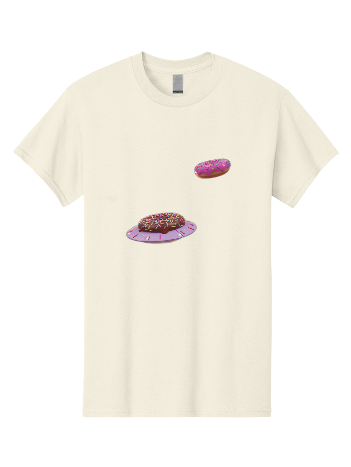 Donuts-With-Sprinkles Men'S Graphic Tee, 100% Cotton, Comfortable Casual Summer Wear, Machine Washable, Donuts In Mid-Air, Chocolate Donut With Sprinkles, Pink Frosting And Sprinkles, Sweet Treats, Dessert Delights, Tasty Pastries, Bab881