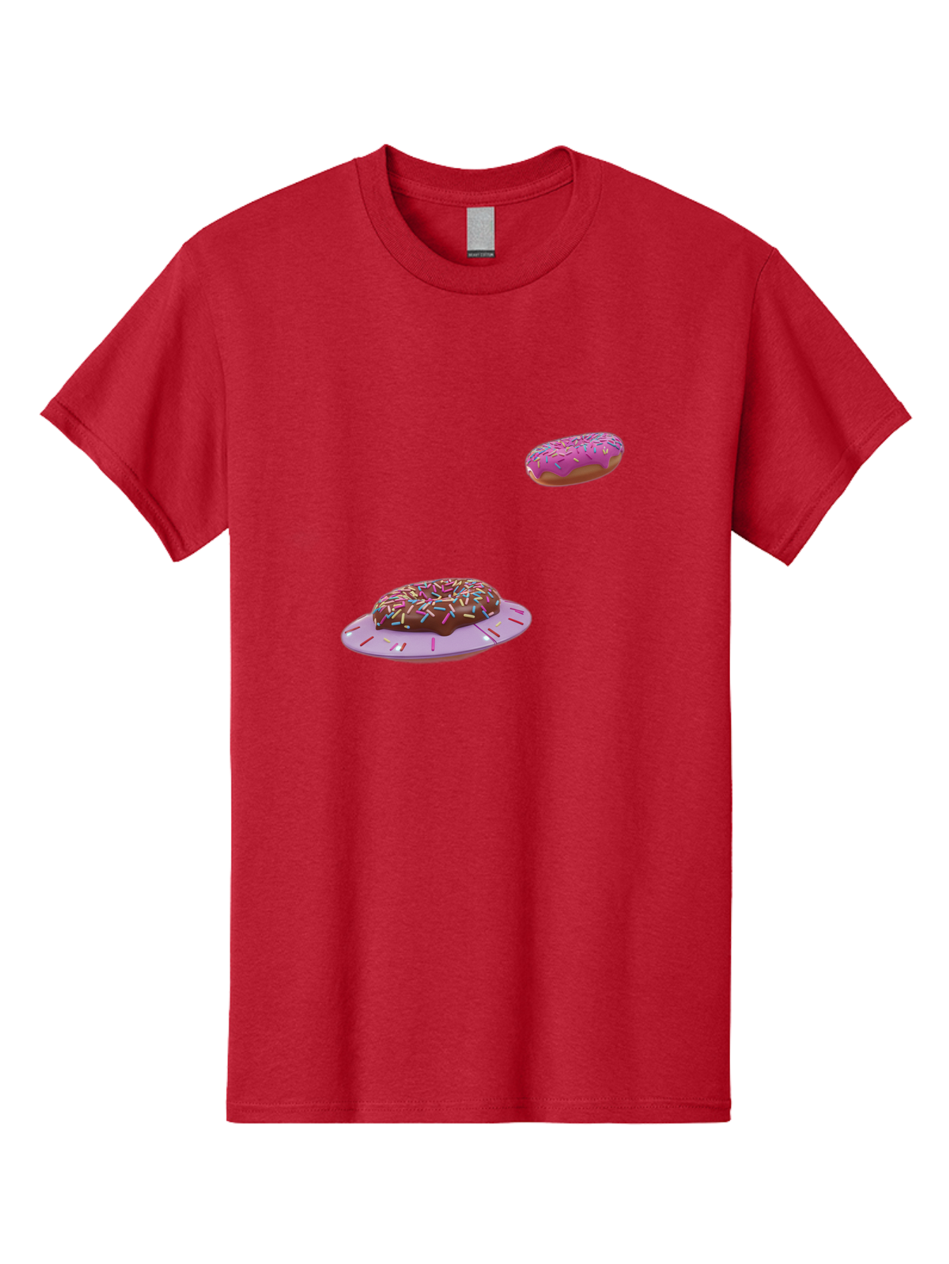 Donuts-With-Sprinkles Men'S Graphic Tee, 100% Cotton, Comfortable Casual Summer Wear, Machine Washable, Donuts In Mid-Air, Chocolate Donut With Sprinkles, Pink Frosting And Sprinkles, Sweet Treats, Dessert Delights, Tasty Pastries, Bab881