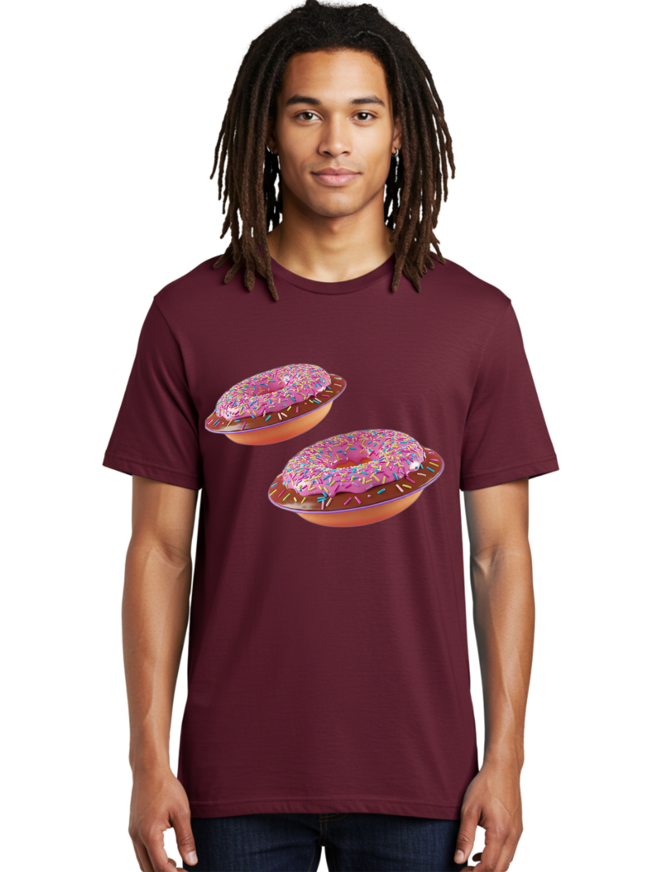 Donuts Men'S Graphic Tee, 100% Cotton, Comfortable Casual Summer Wear, Machine Washable, Donuts With Pink Frosting, Rainbow Sprinkles, Sweet Treats, Baked Goods, Colorful Desserts, Tasty Pastries, Indulgent Snacks Bab882