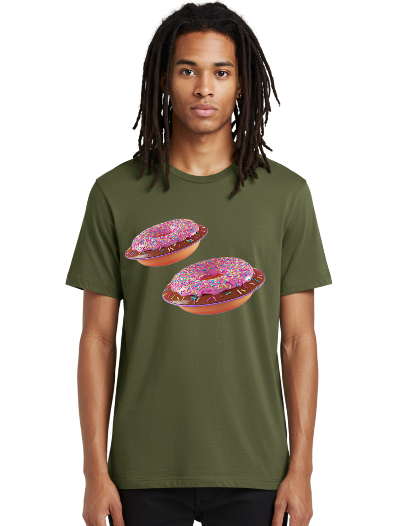 Donuts Men'S Graphic Tee, 100% Cotton, Comfortable Casual Summer Wear, Machine Washable, Donuts With Pink Frosting, Rainbow Sprinkles, Sweet Treats, Baked Goods, Colorful Desserts, Tasty Pastries, Indulgent Snacks Bab882