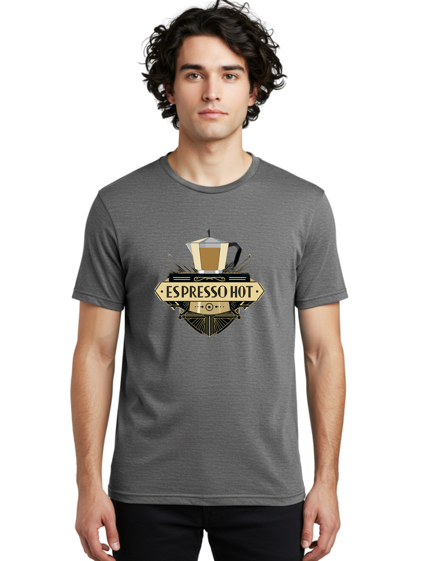 Espresso-Hot Men'S Graphic Tee, 100% Cotton, Comfortable Casual Summer Wear, Machine Washable, Coffee Shop Logo, Espresso Machine, Hot Coffee, Coffee Culture, Cafe Branding, Coffee Art, Coffee Design, Espresso Love, Coffee Signs, Bab889