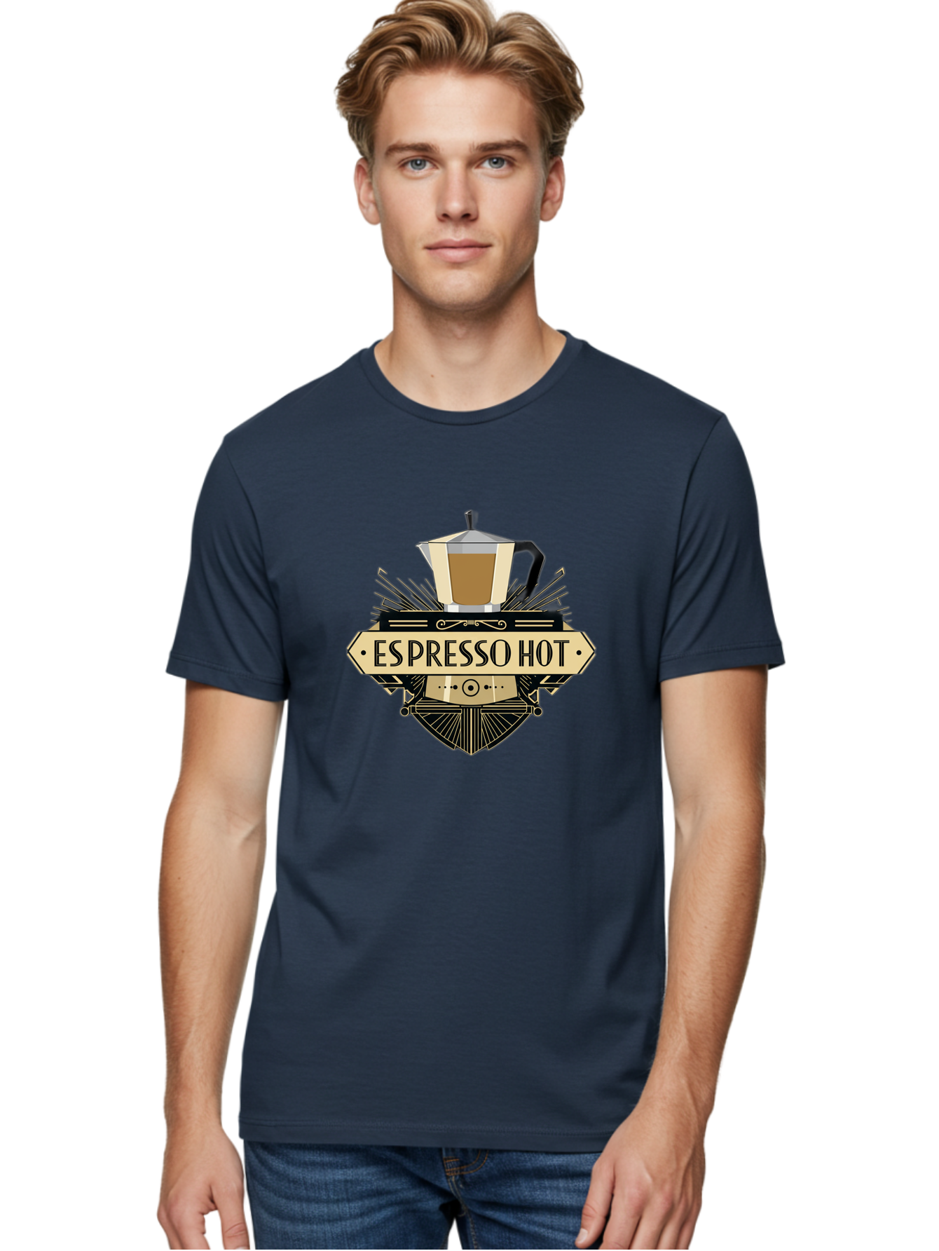 Espresso-Hot Men'S Graphic Tee, 100% Cotton, Comfortable Casual Summer Wear, Machine Washable, Coffee Shop Logo, Espresso Machine, Hot Coffee, Coffee Culture, Cafe Branding, Coffee Art, Coffee Design, Espresso Love, Coffee Signs, Bab889