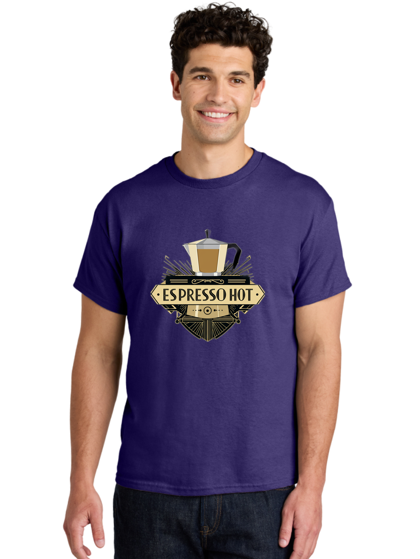 Espresso-Hot Men'S Graphic Tee, 100% Cotton, Comfortable Casual Summer Wear, Machine Washable, Coffee Shop Logo, Espresso Machine, Hot Coffee, Coffee Culture, Cafe Branding, Coffee Art, Coffee Design, Espresso Love, Coffee Signs, Bab889