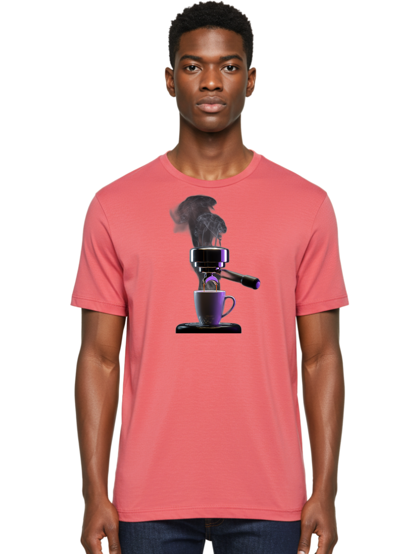 Espresso-Machine Men'S Graphic Tee, 100% Cotton, Comfortable Casual Summer Wear, Machine Washable, Espresso Machine, Coffee Cup, Steam Rising, Coffee Brewing, Black Coffee, Cafe Culture, Coffee Art, Morning Coffee, Espresso Shot, Coffee Time Bab890