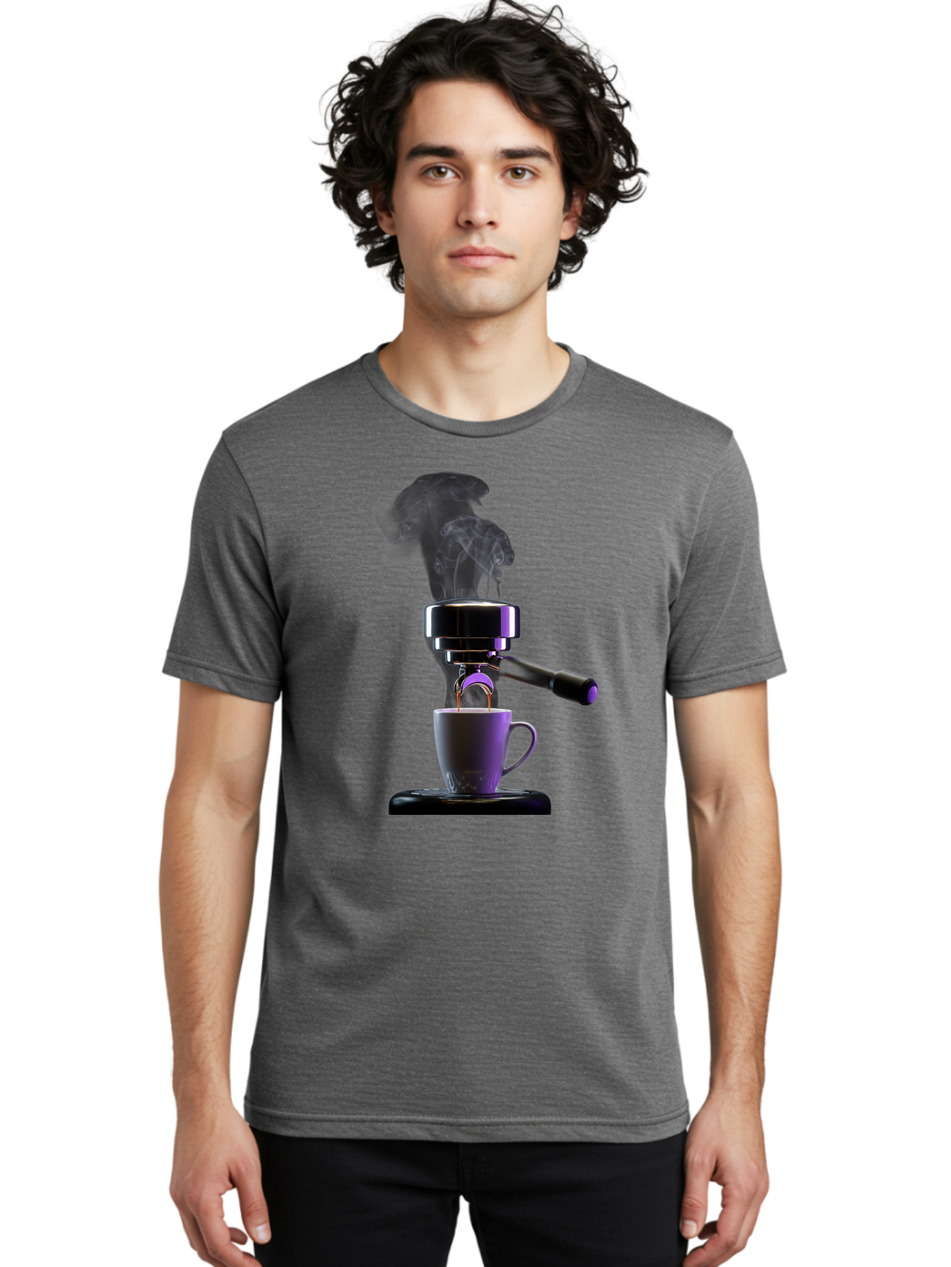 Espresso-Machine Men'S Graphic Tee, 100% Cotton, Comfortable Casual Summer Wear, Machine Washable, Espresso Machine, Coffee Cup, Steam Rising, Coffee Brewing, Black Coffee, Cafe Culture, Coffee Art, Morning Coffee, Espresso Shot, Coffee Time Bab890