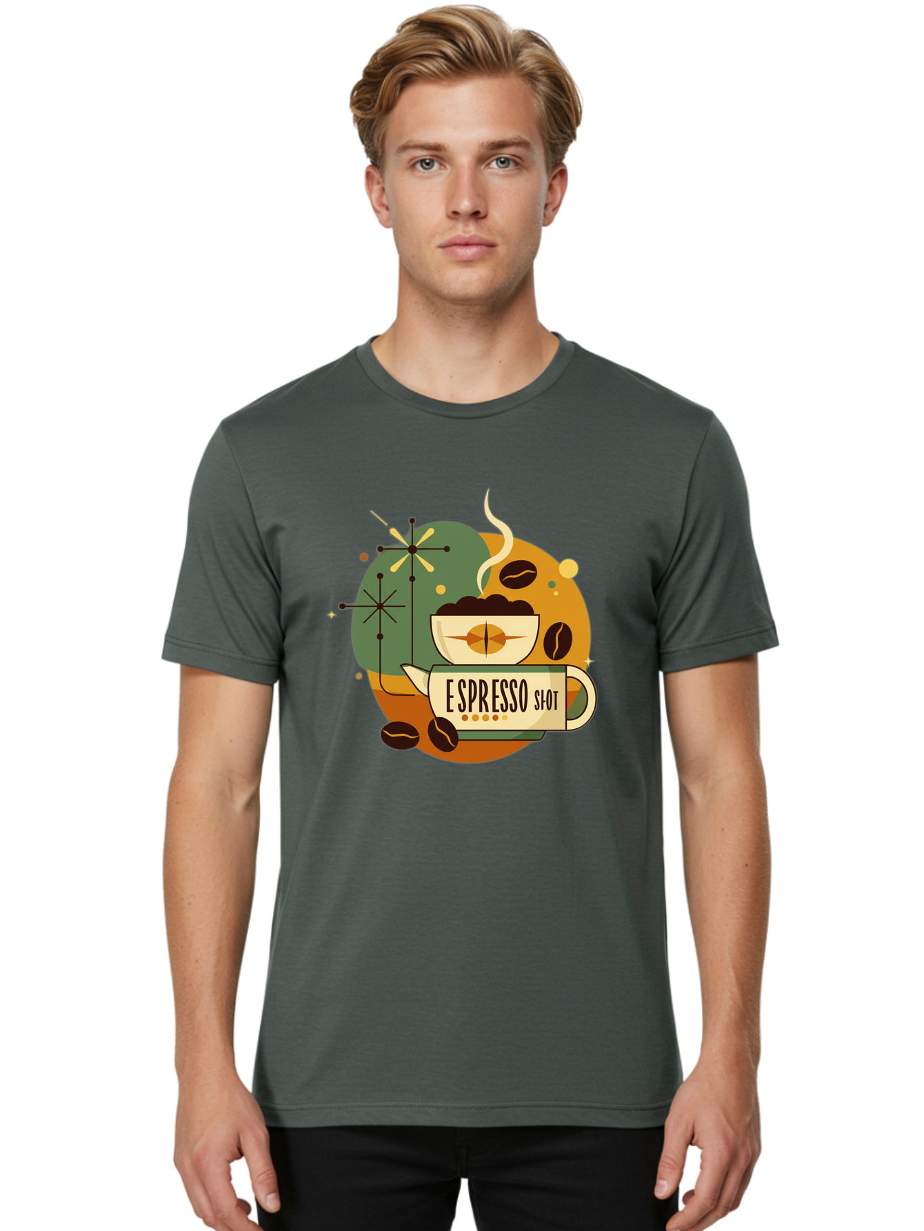 Espresso-Shot-1 Men'S Graphic Tee, 100% Cotton, Comfortable Casual Summer Wear, Machine Washable, Espresso Cup, Coffee Beans, Steaming Hot, Morning Coffee, Caffeine Boost, Coffee Break, Coffee Culture, Coffee Art, Coffee Design Bab891