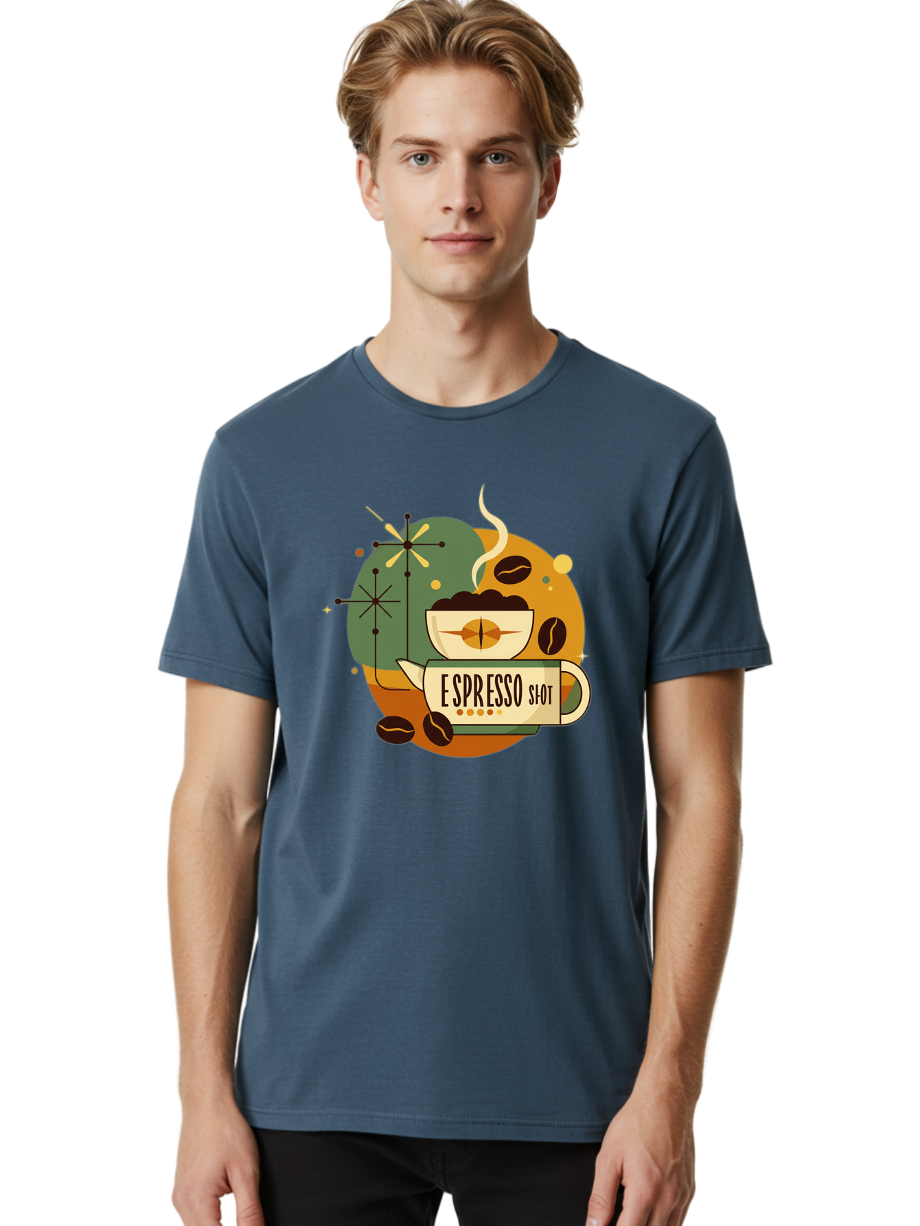 Espresso-Shot-1 Men'S Graphic Tee, 100% Cotton, Comfortable Casual Summer Wear, Machine Washable, Espresso Cup, Coffee Beans, Steaming Hot, Morning Coffee, Caffeine Boost, Coffee Break, Coffee Culture, Coffee Art, Coffee Design Bab891