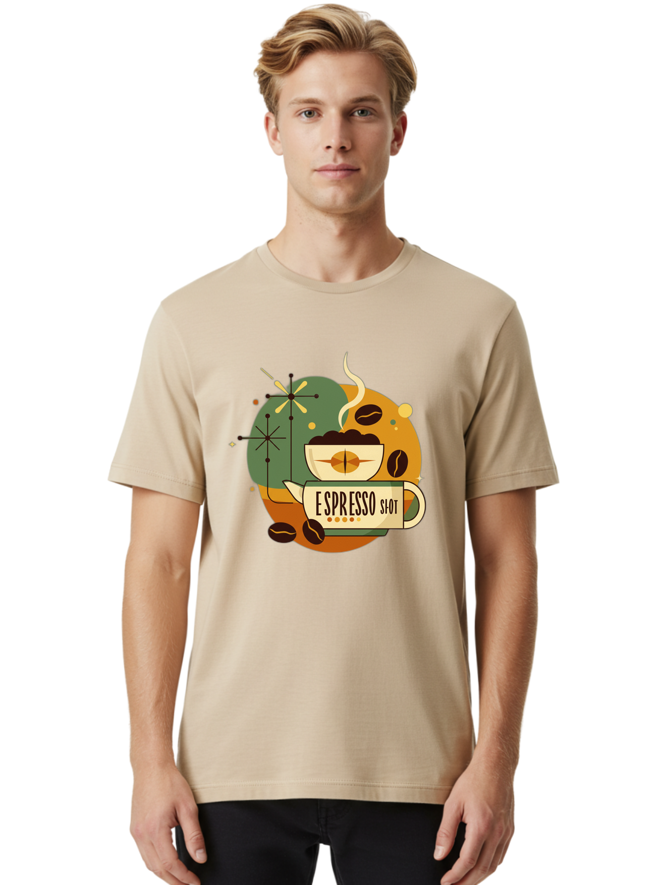 Espresso-Shot-1 Men'S Graphic Tee, 100% Cotton, Comfortable Casual Summer Wear, Machine Washable, Espresso Cup, Coffee Beans, Steaming Hot, Morning Coffee, Caffeine Boost, Coffee Break, Coffee Culture, Coffee Art, Coffee Design Bab891