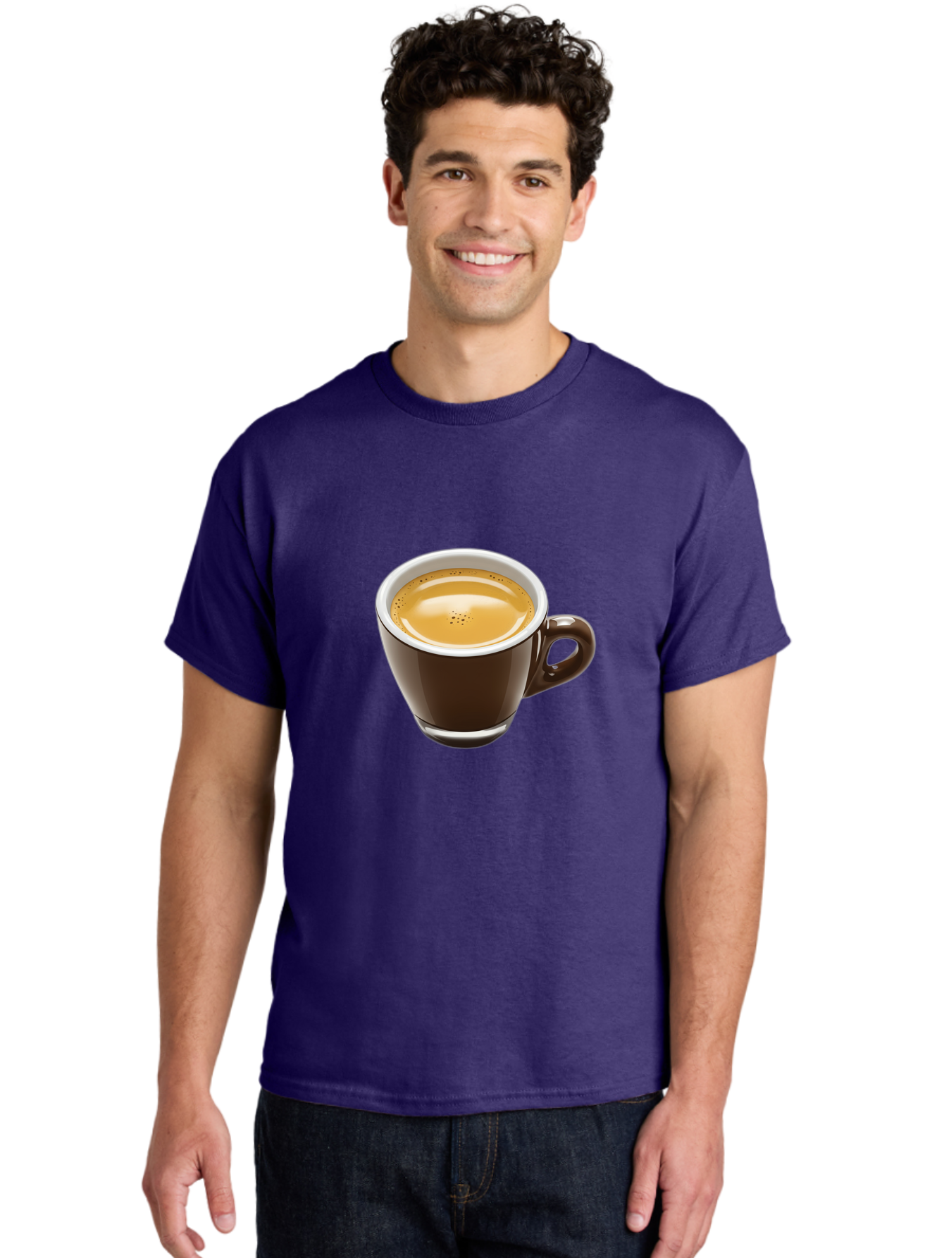 Espresso Men'S Graphic Tee, 100% Cotton, Comfortable Casual Summer Wear, Machine Washable, Coffee Cup, Espresso, Morning Coffee, Crema On Top, Coffee Beverage, Brown Ceramic Cup, Coffee Culture Bab894