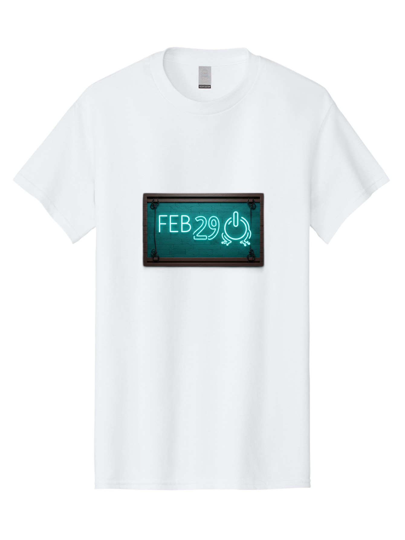 Feb-29-1 Men'S Graphic Tee, 100% Cotton, Comfortable Casual Summer Wear, Machine Washable, Leap Day, February 29, Neon Sign, Retro Advertisement, Blackboard Style, Clock, Time, Countdown, Holiday Concept, Calendar Date Bab896