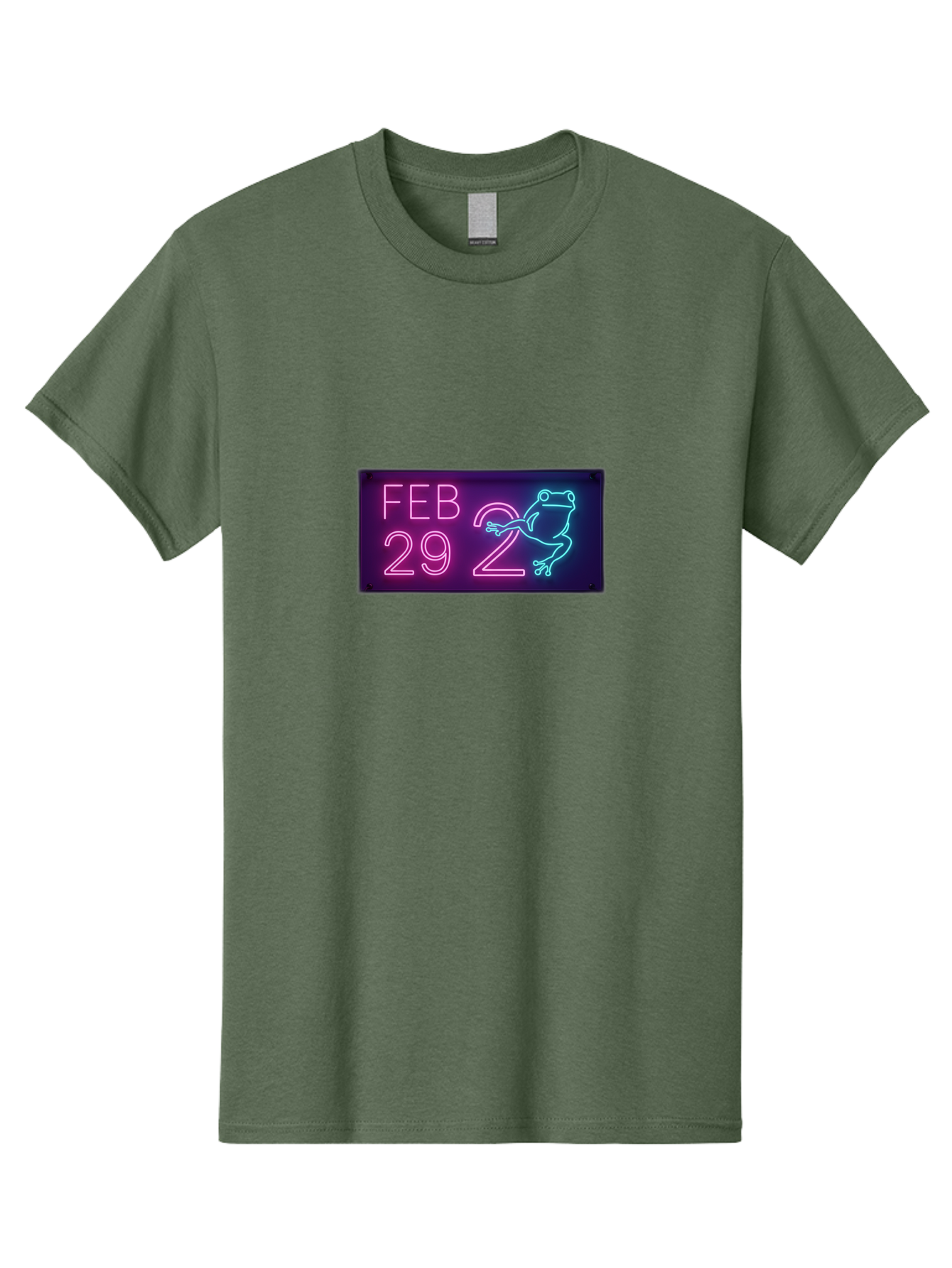 Feb-29-2 Men'S Graphic Tee, 100% Cotton, Comfortable Casual Summer Wear, Machine Washable, Leap Day, February 29, Neon Sign, Pink And Blue Neon, Frog Illustration, Unique Date, Quirky Design, Purple Background Bab897