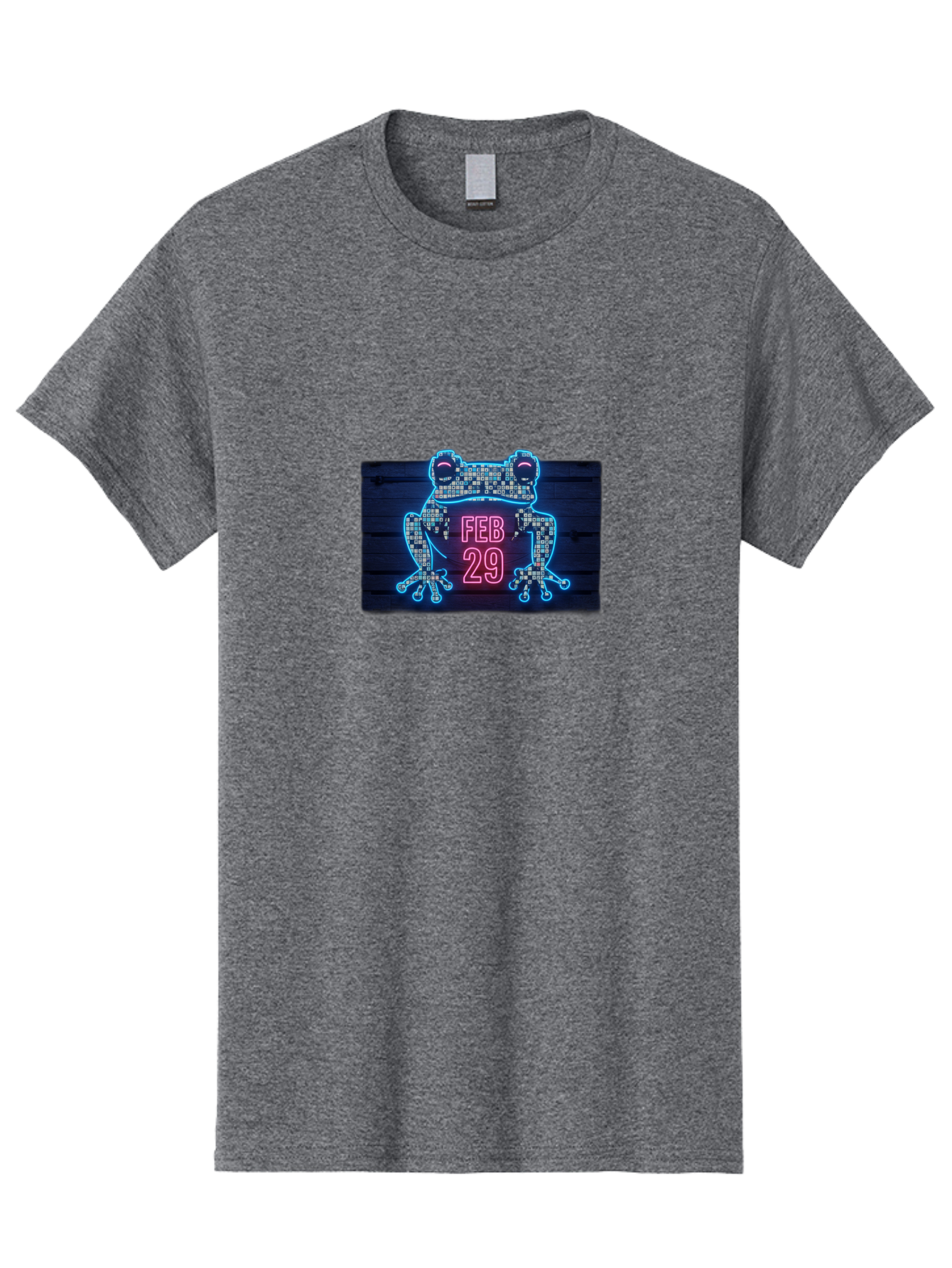 Feb-29-Frog-Neon-Sign Men'S Graphic Tee, 100% Cotton, Comfortable Casual Summer Wear, Machine Washable, Neon Frog Sign, Leap Day Symbol, Retro Style, Glowing Effect, Frog Silhouette, Date Display, Unique Decor, Nostalgic Vibe, Led Art, Bab899