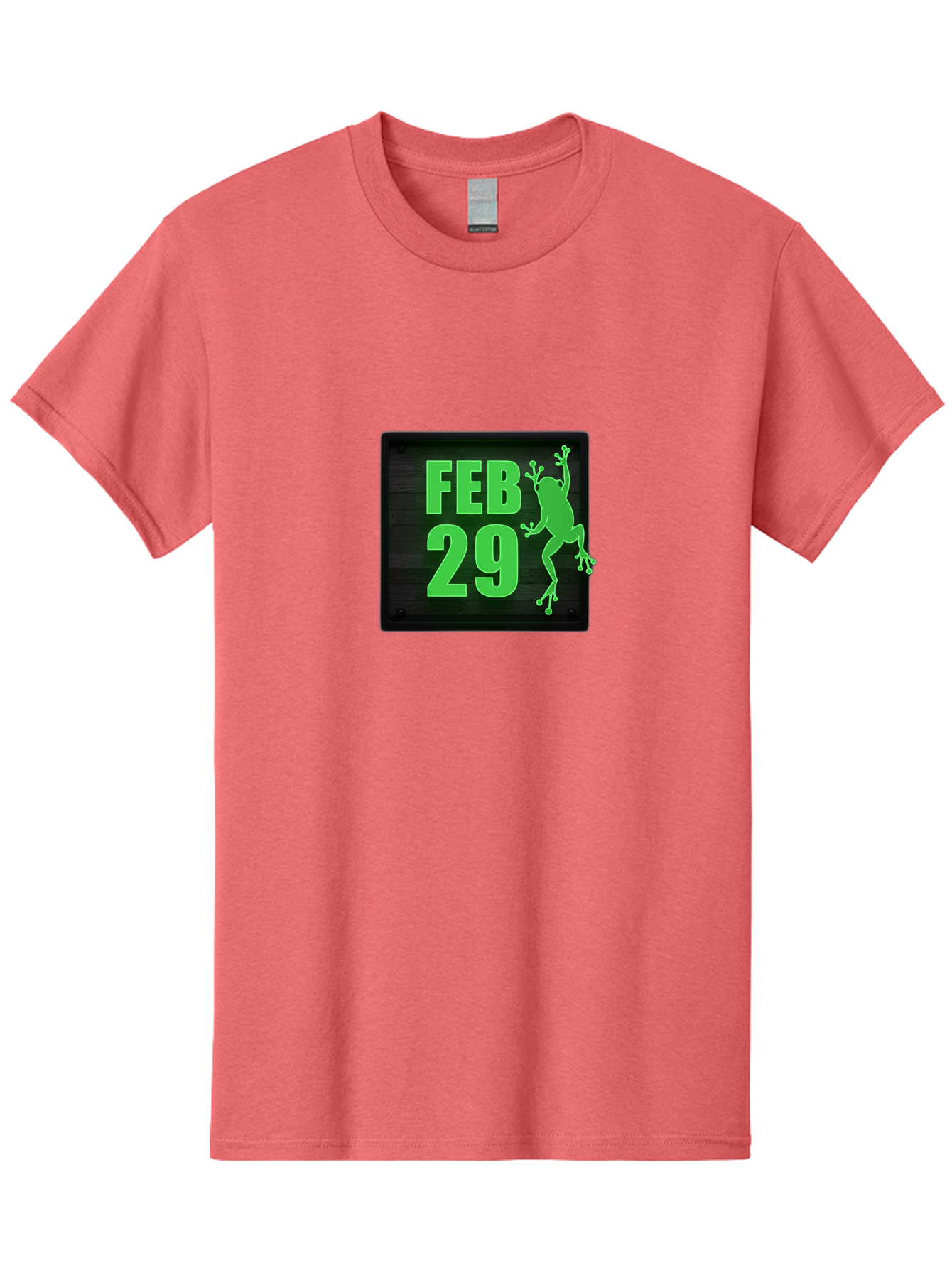Feb-29 Men'S Graphic Tee, 100% Cotton, Comfortable Casual Summer Wear, Machine Washable, February 29, Leap Day, Frog Silhouette, Green Text, Black Sign, Fun Design, Quirky Graphics, Festive Elements, Unique Calendar Date Bab900