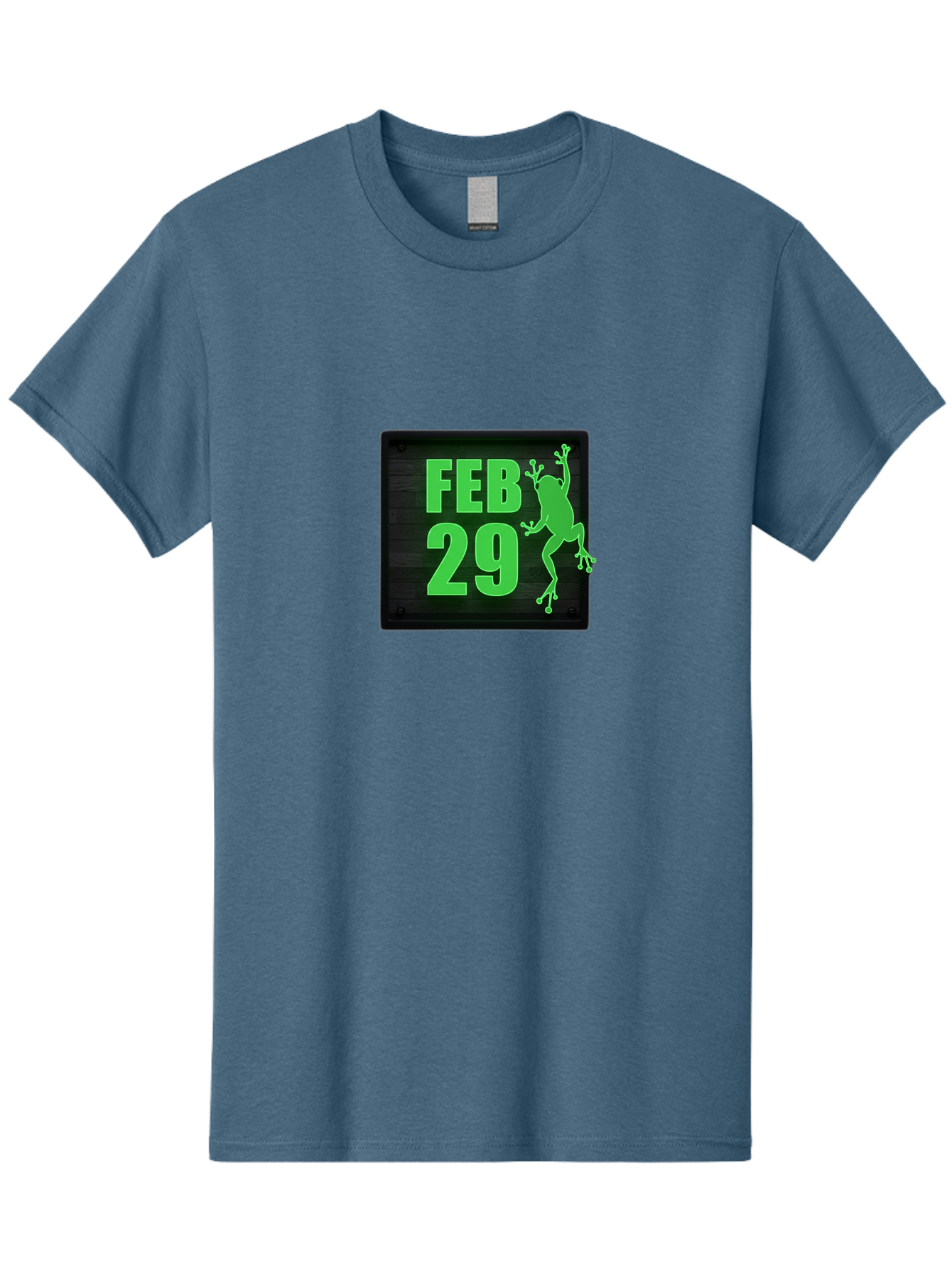Feb-29 Men'S Graphic Tee, 100% Cotton, Comfortable Casual Summer Wear, Machine Washable, February 29, Leap Day, Frog Silhouette, Green Text, Black Sign, Fun Design, Quirky Graphics, Festive Elements, Unique Calendar Date Bab900