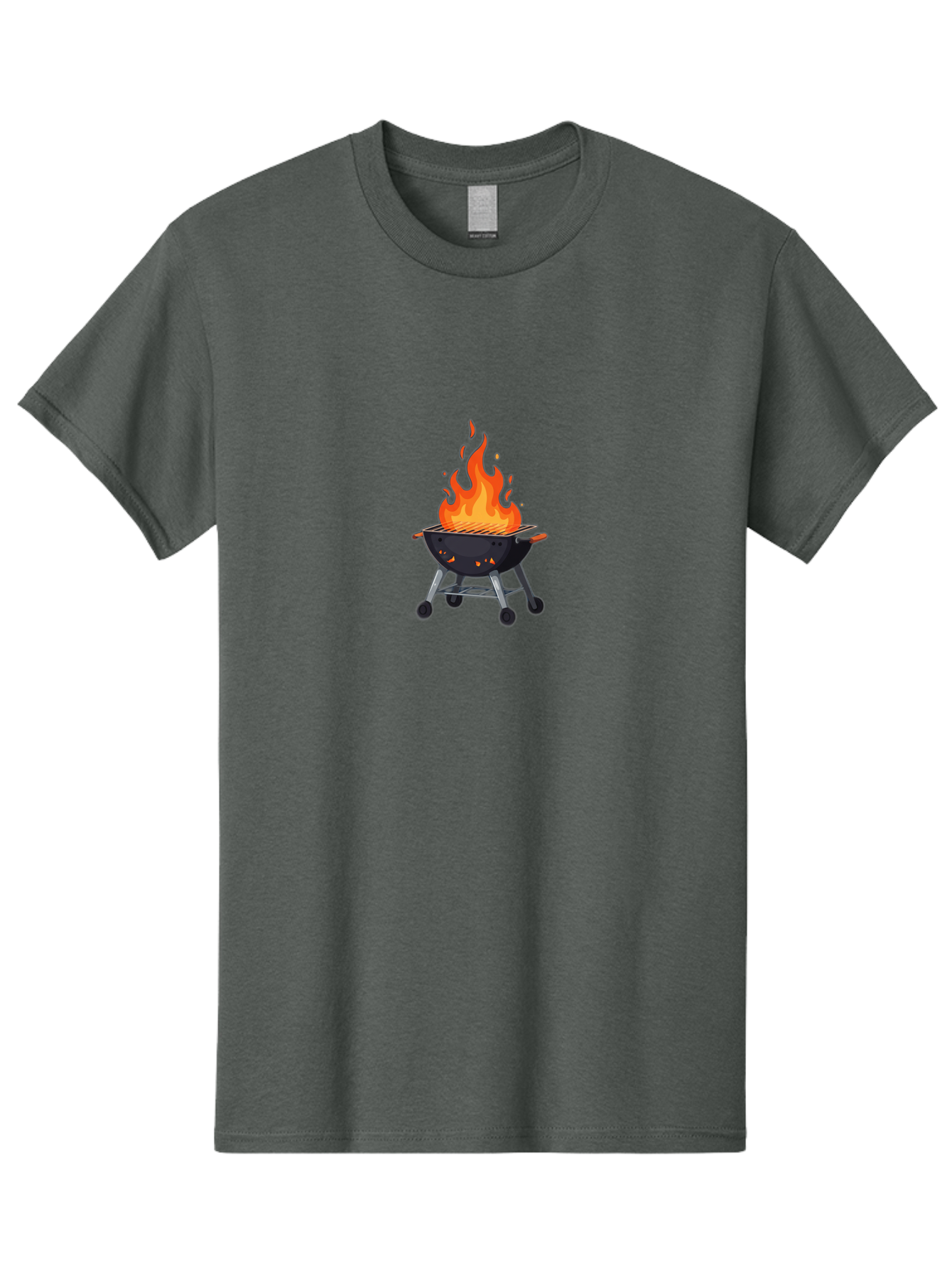 Flame-Grill Men'S Graphic Tee, 100% Cotton, Comfortable Casual Summer Wear, Machine Washable, Charcoal Grill, Grilling, Barbecue, Grill On Fire, Cooking Outdoors, Summer Fun, Grill Cooking, Barbecue Grill Bab908