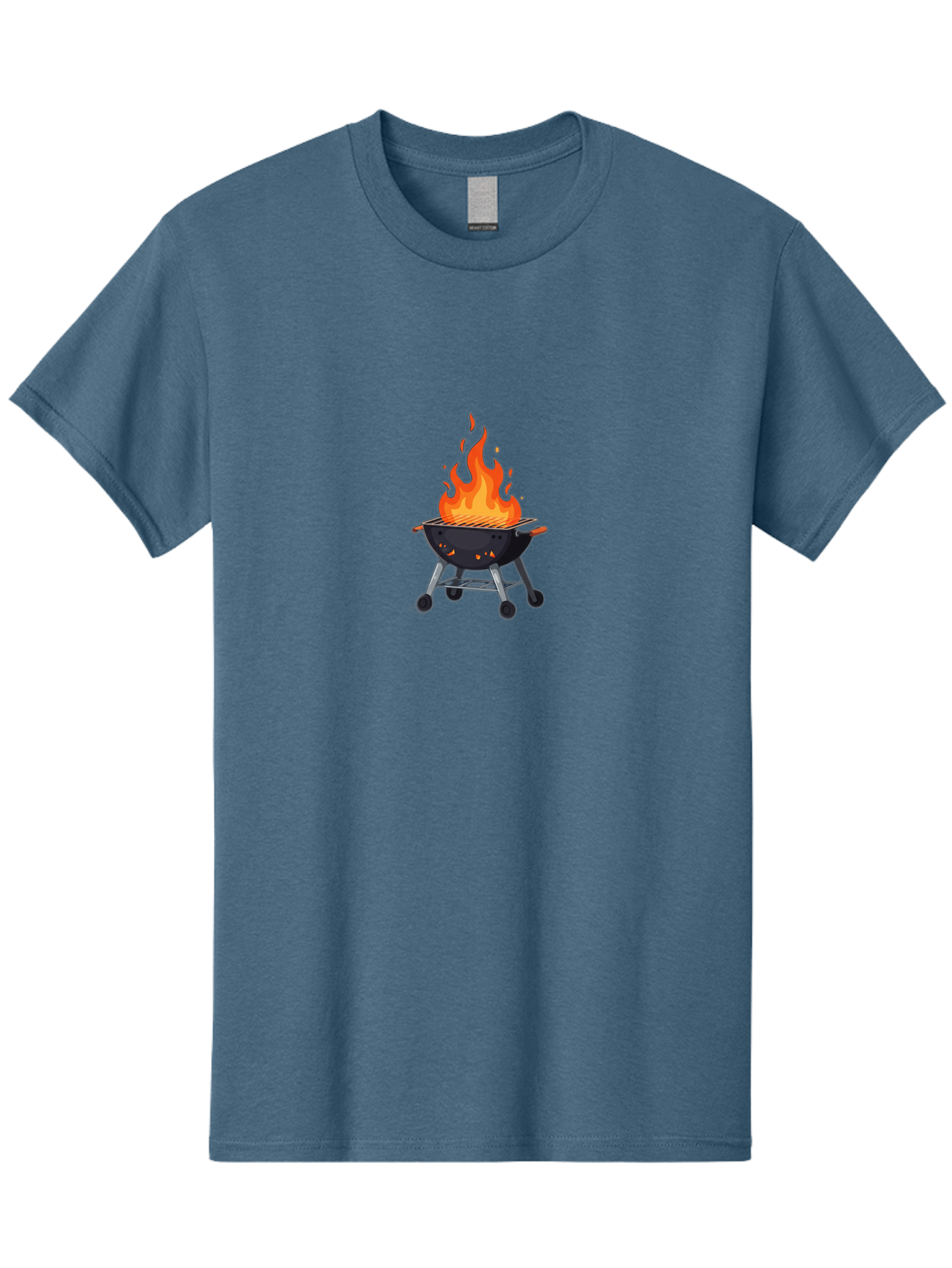 Flame-Grill Men'S Graphic Tee, 100% Cotton, Comfortable Casual Summer Wear, Machine Washable, Charcoal Grill, Grilling, Barbecue, Grill On Fire, Cooking Outdoors, Summer Fun, Grill Cooking, Barbecue Grill Bab908