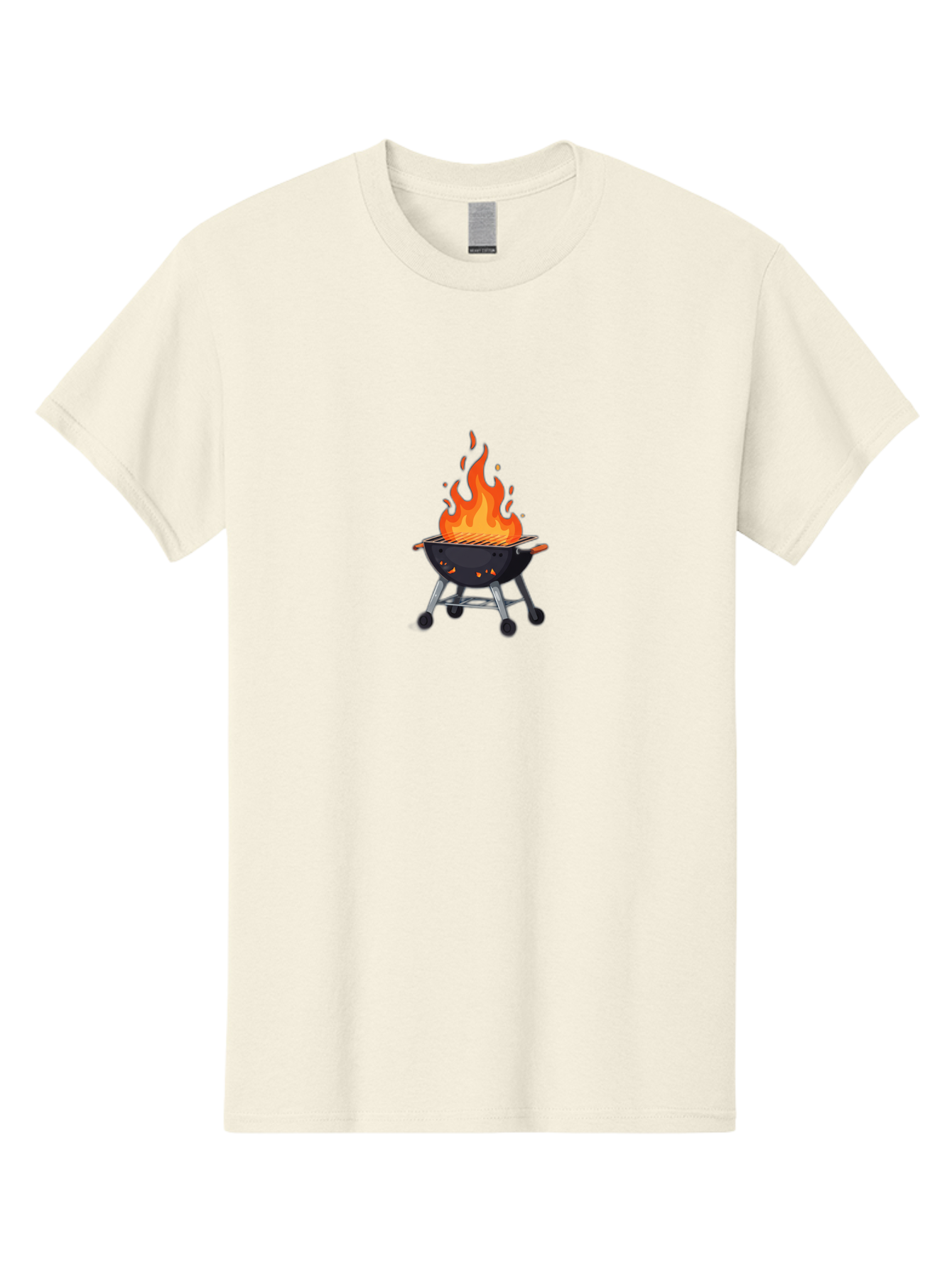 Flame-Grill Men'S Graphic Tee, 100% Cotton, Comfortable Casual Summer Wear, Machine Washable, Charcoal Grill, Grilling, Barbecue, Grill On Fire, Cooking Outdoors, Summer Fun, Grill Cooking, Barbecue Grill Bab908