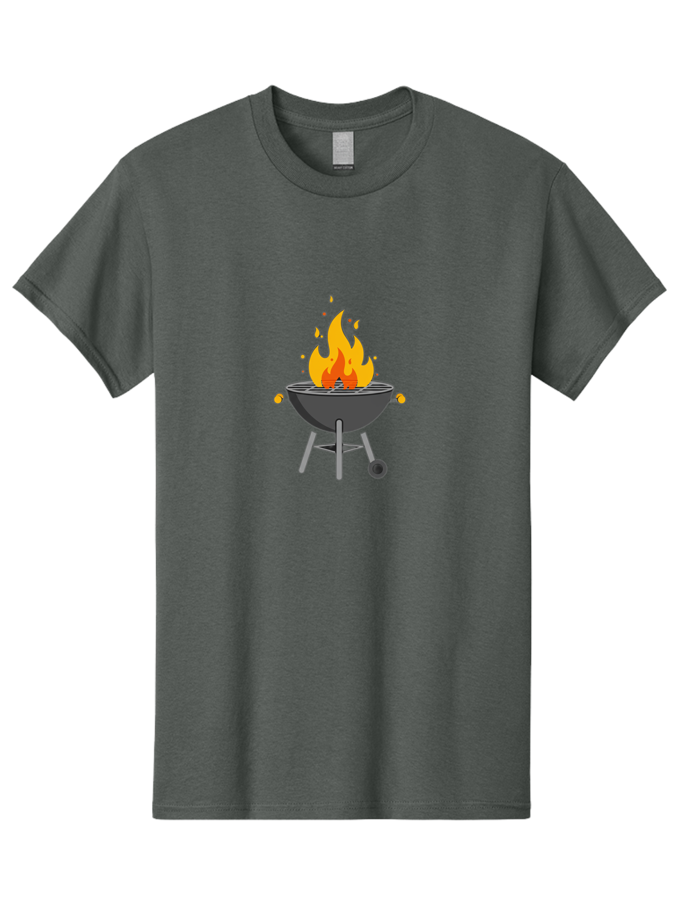 Flaming-Grill Men'S Graphic Tee, 100% Cotton, Comfortable Casual Summer Wear, Machine Washable, Charcoal Grill, Barbecue, Outdoor Cooking, Flame, Fire, Hot Coals, Grill Marks, Summer Fun, Backyard Gathering, Cooking Outdoors Bab909