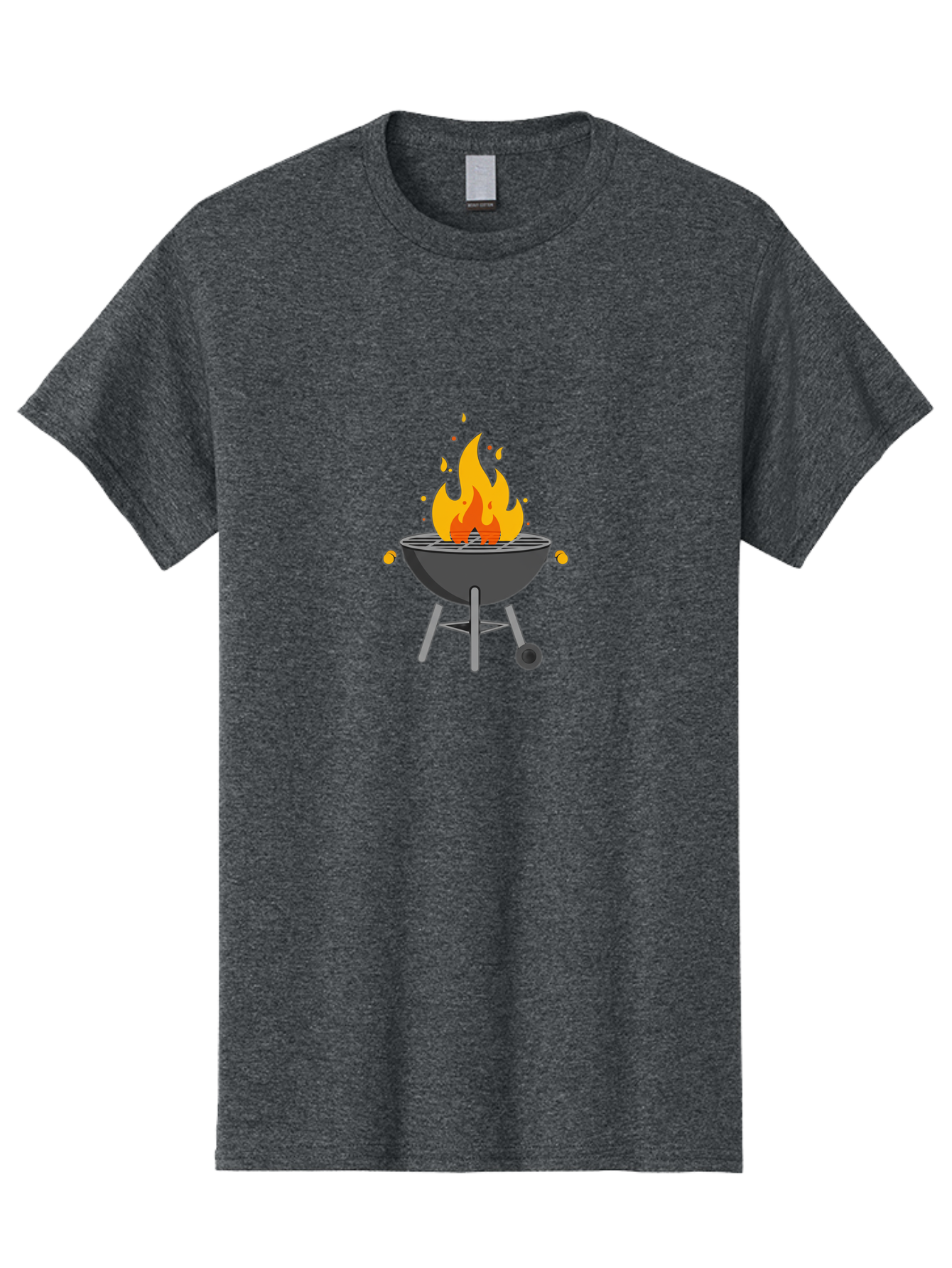 Flaming-Grill Men'S Graphic Tee, 100% Cotton, Comfortable Casual Summer Wear, Machine Washable, Charcoal Grill, Barbecue, Outdoor Cooking, Flame, Fire, Hot Coals, Grill Marks, Summer Fun, Backyard Gathering, Cooking Outdoors Bab909