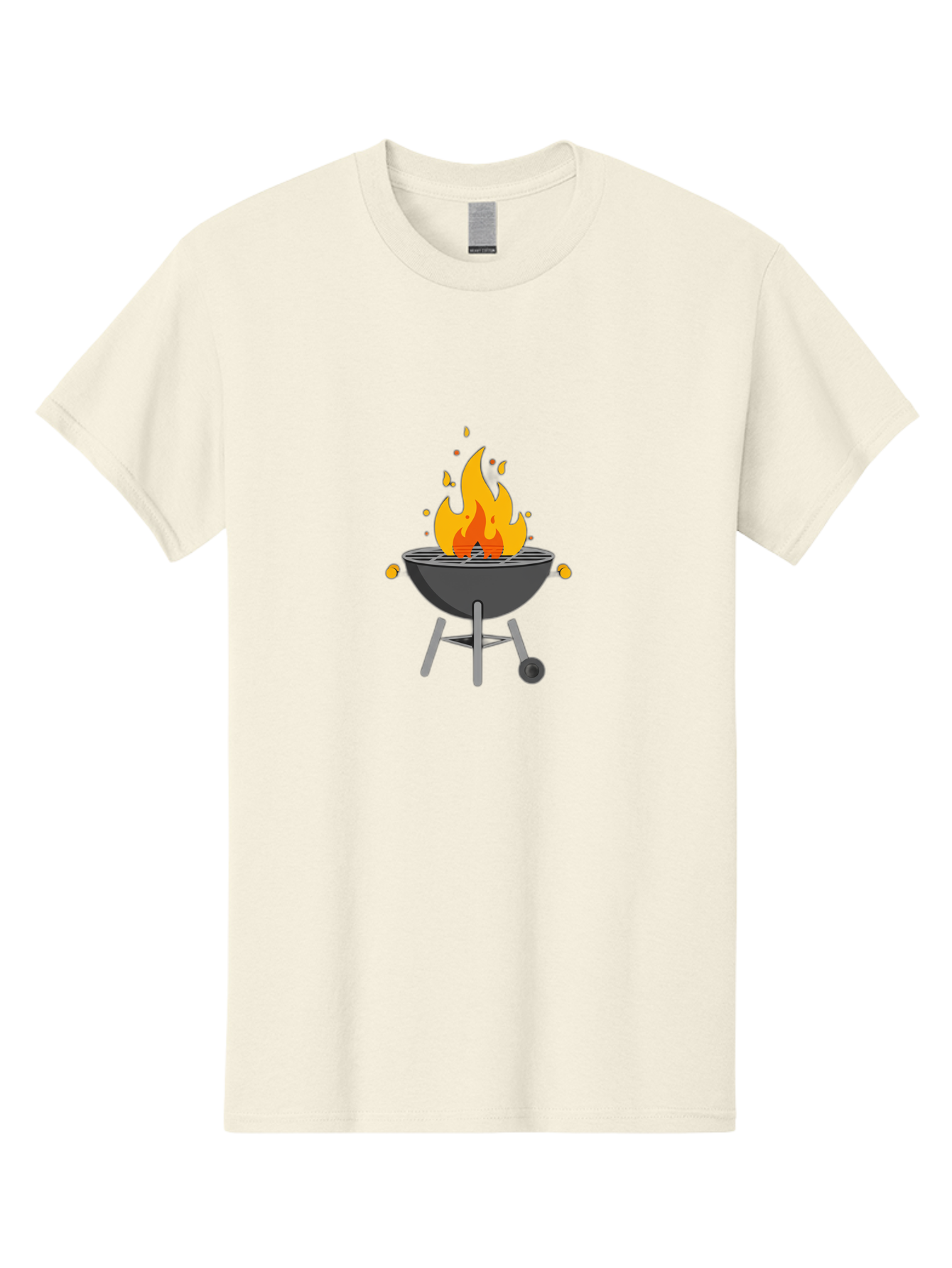Flaming-Grill Men'S Graphic Tee, 100% Cotton, Comfortable Casual Summer Wear, Machine Washable, Charcoal Grill, Barbecue, Outdoor Cooking, Flame, Fire, Hot Coals, Grill Marks, Summer Fun, Backyard Gathering, Cooking Outdoors Bab909